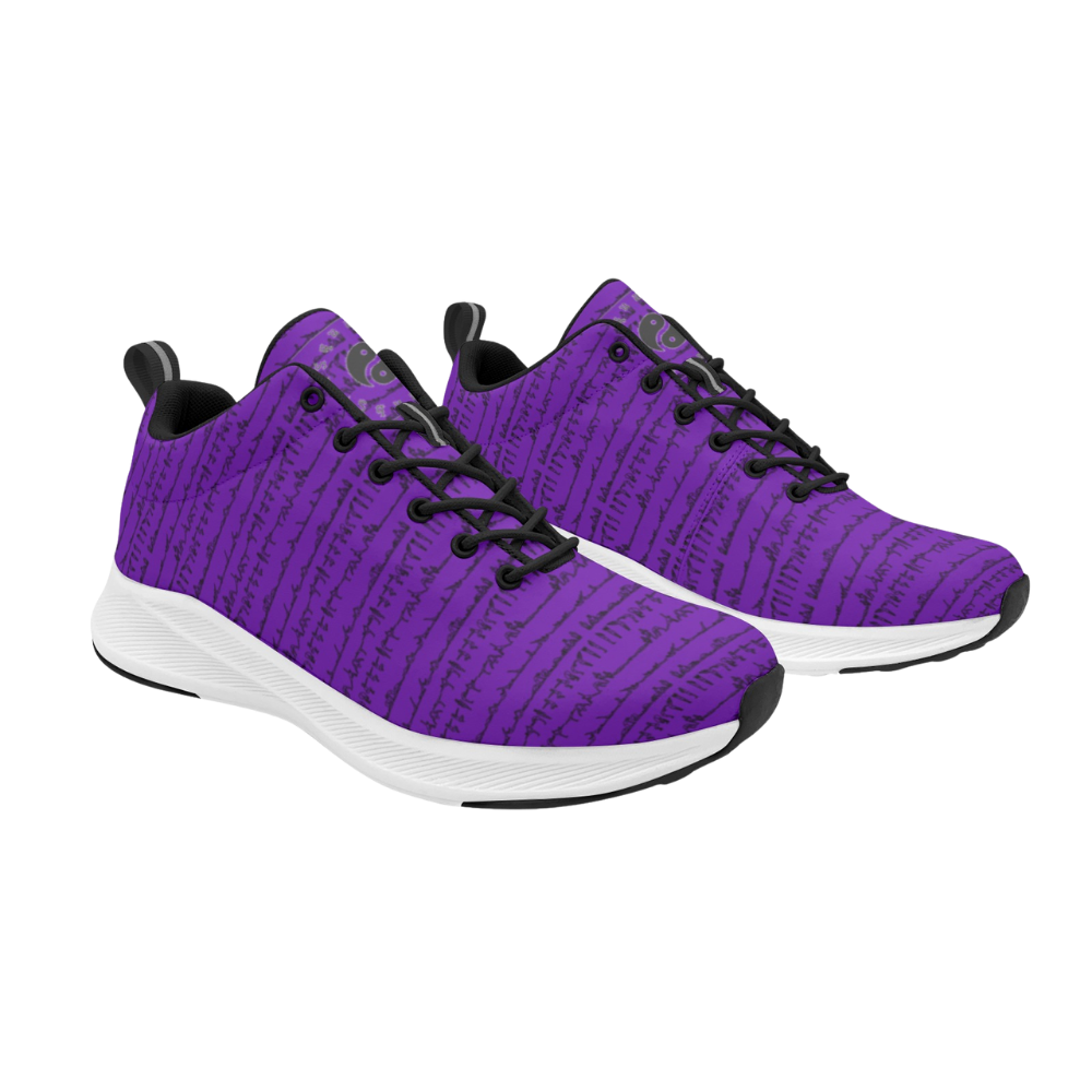 Vibrant purple iSquared Men Runners featuring a textured pattern, black accents, and a white rubber outsole.