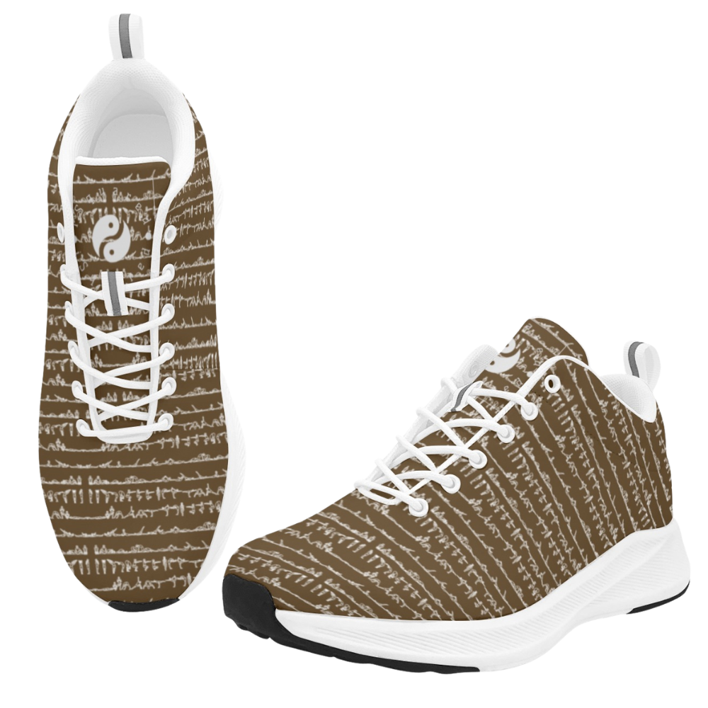 Bikram Ember iSquared Women Runners in brown with white accents, featuring a textured pattern and breathable faux suede.