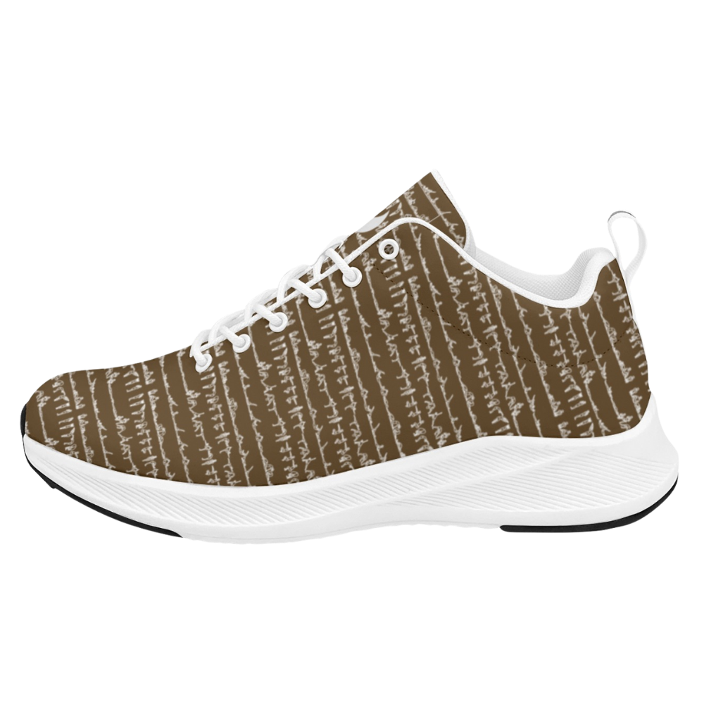 Bikram Ember iSquared Women Runners feature a brown patterned upper with white accents and a sporty silhouette.