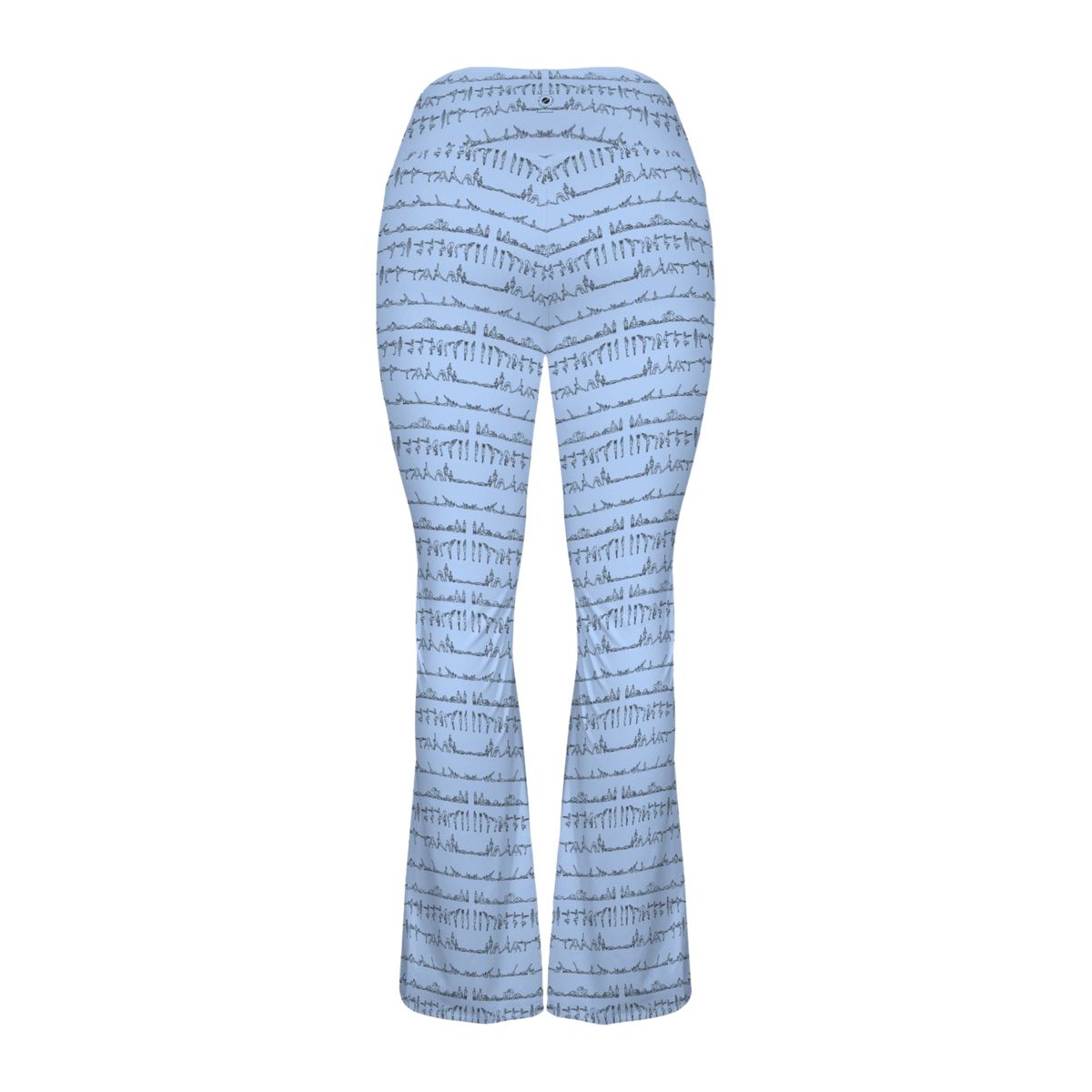 Bikram Pastel Cross Waisted Flare Leggings with crossover waistband, V seam, and flare leg silhouette