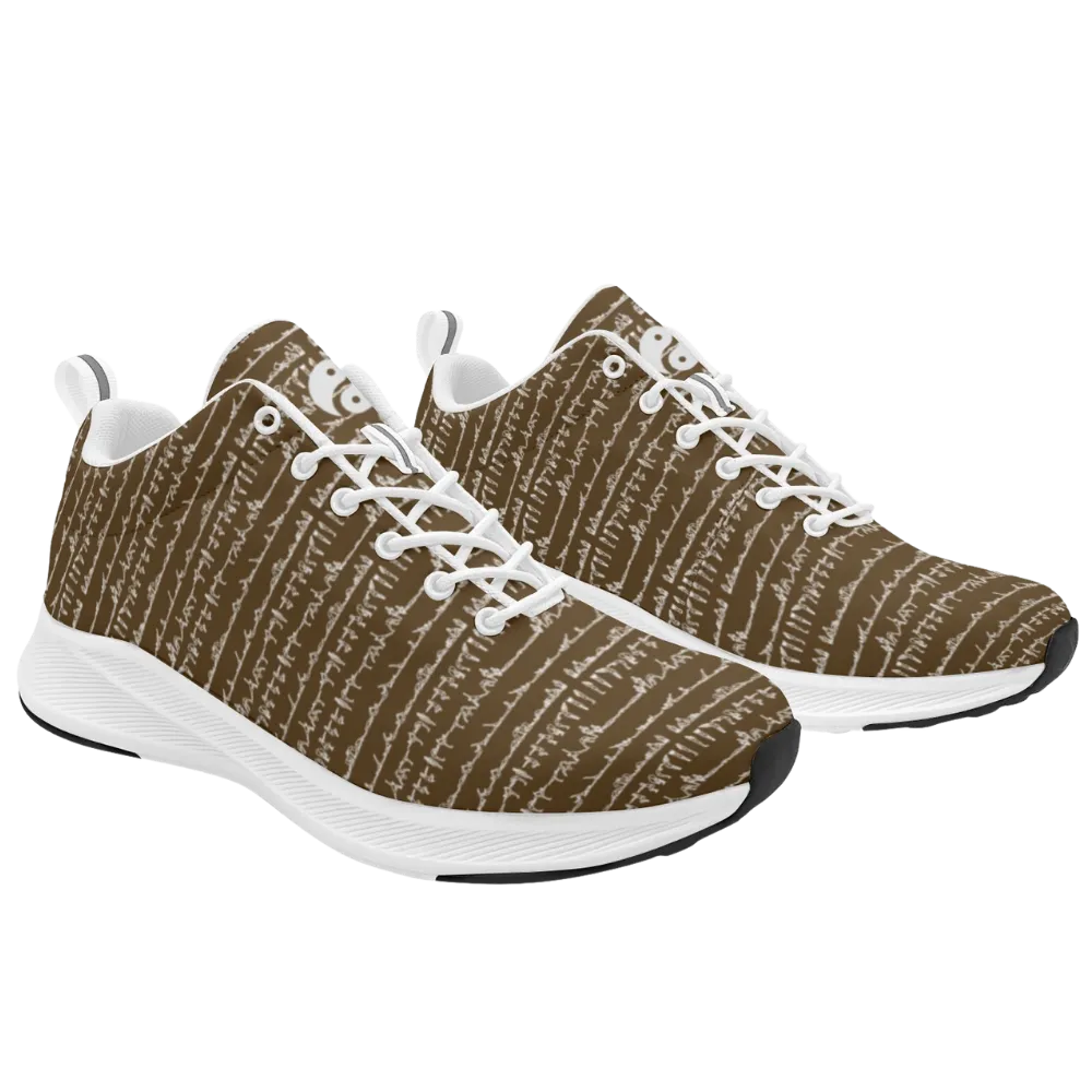 Bikram Ember iSquared Women Runners in brown with white accents, featuring a textured pattern and cushioned soles.