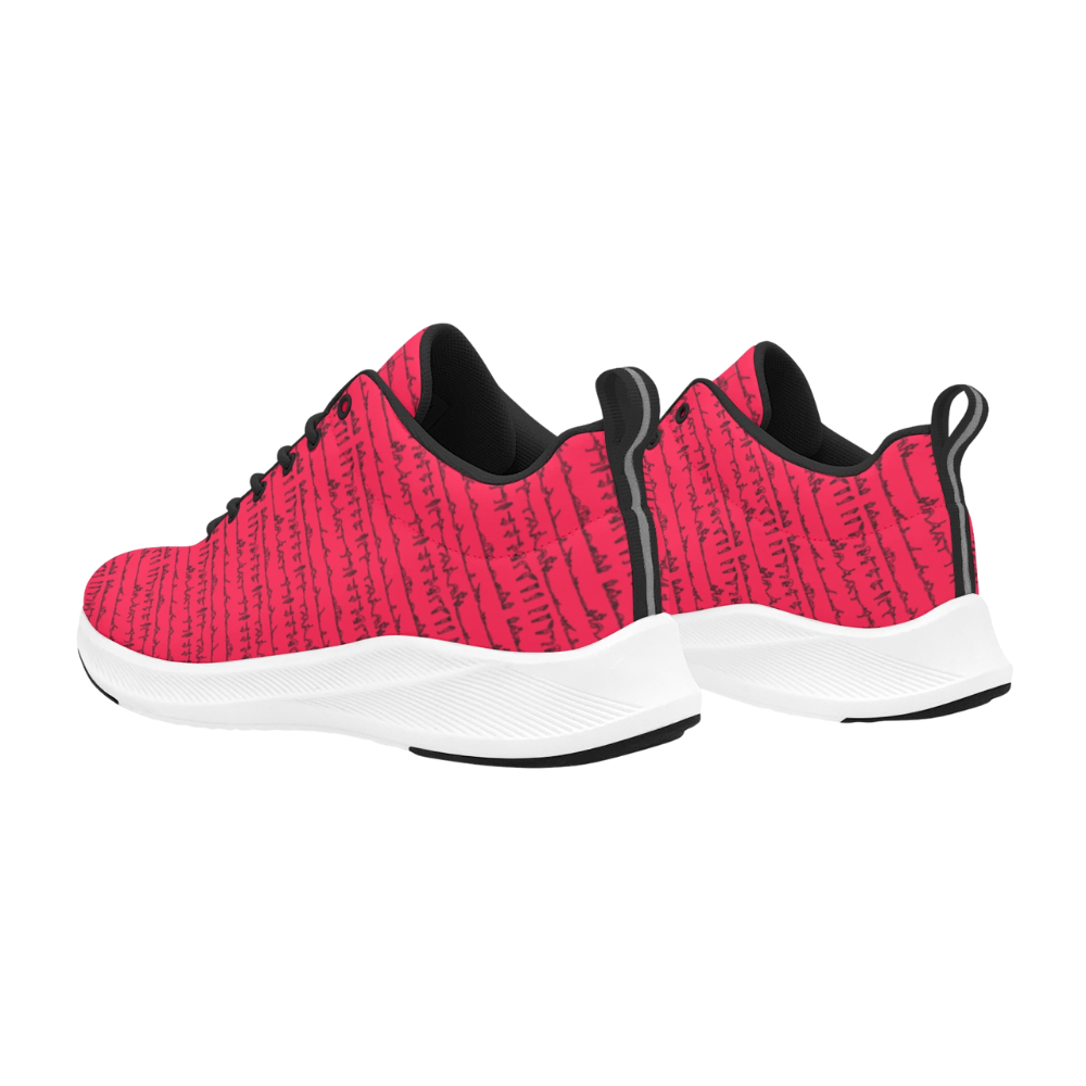 Bright pink iSquared Men Runners with a textured pattern, featuring a black heel and collar. Suitable for daily wear.