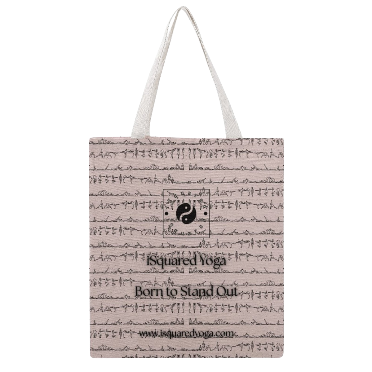 Bikram Pastel iSquared Yoga tote bag in 100% cotton canvas with double-sided 26-posture Bikram series print