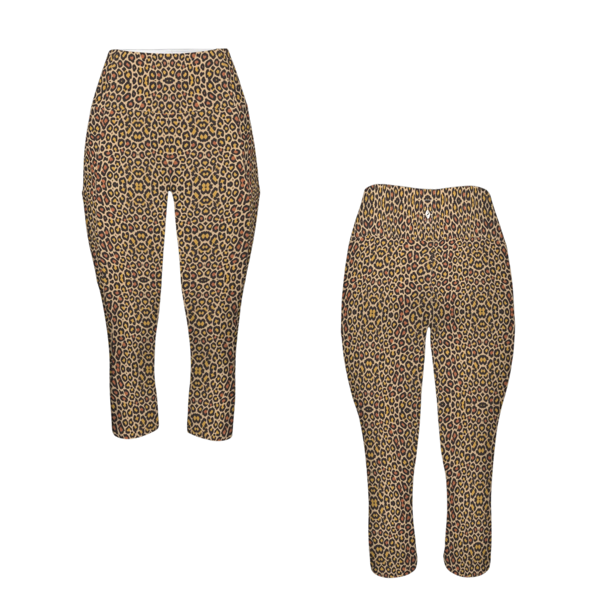 Wild Leopards iSquared Pocket Capri leggings with high-rise waist, mid-calf length, and two side pockets