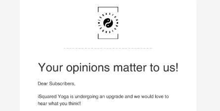 Your opinions matter to us! - iSquaredYoga