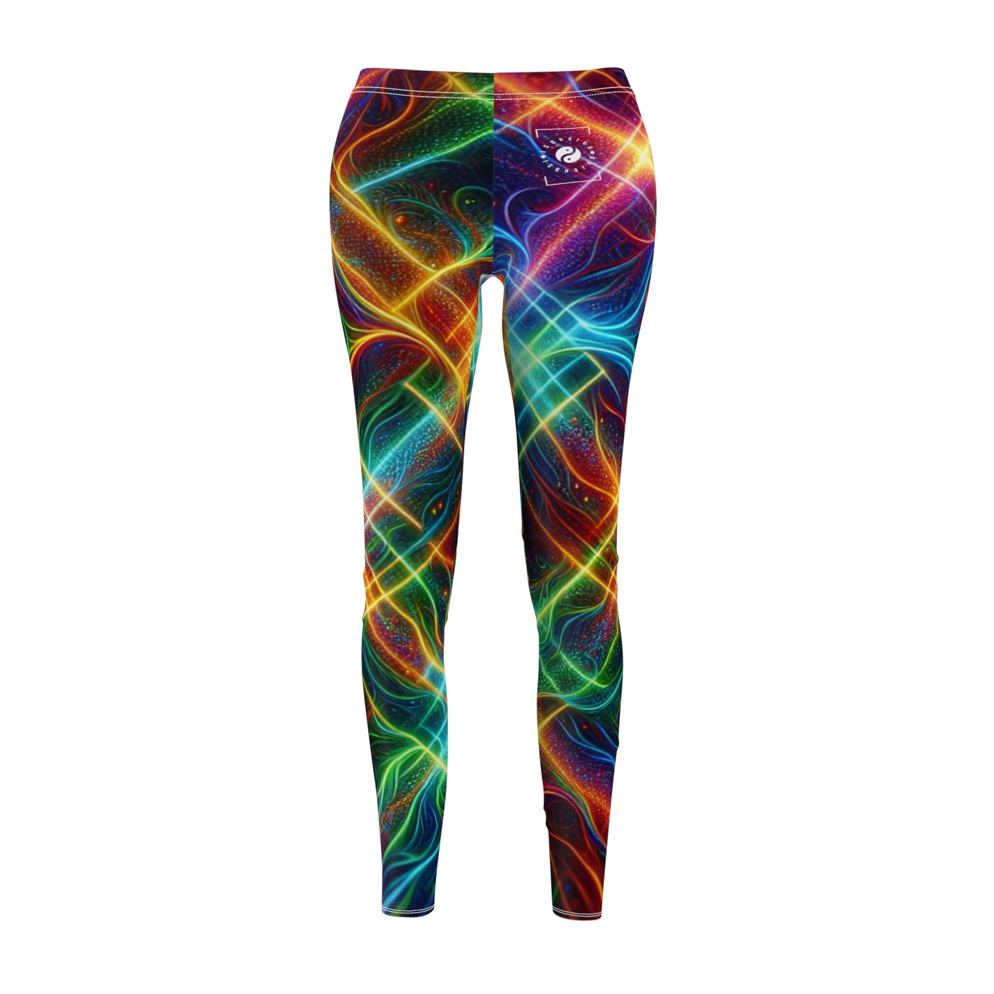 "Neon Plaid Luminosity Matrix" - Casual Leggings