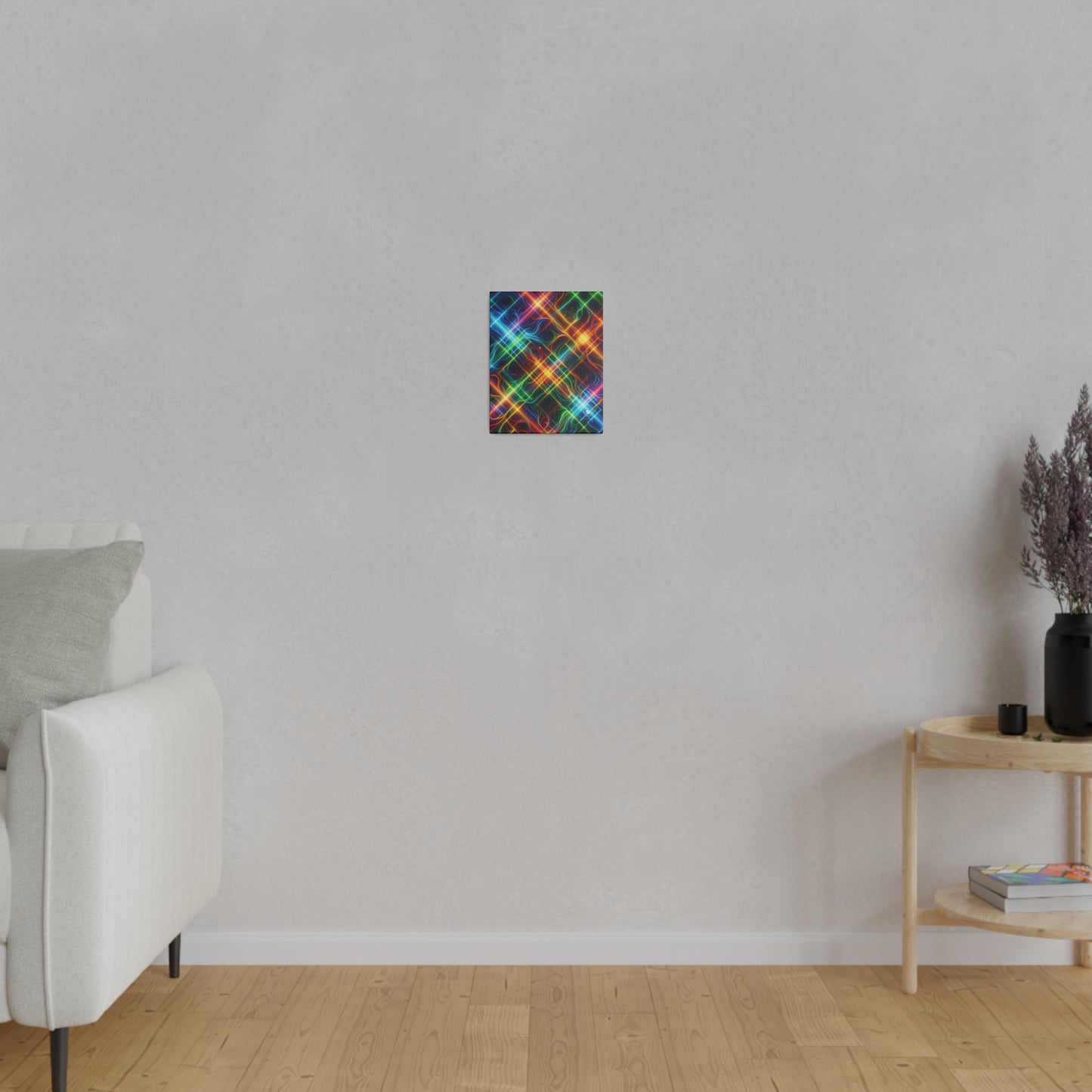 "Neon Plaid Luminosity Matrix" - Art Print Canvas