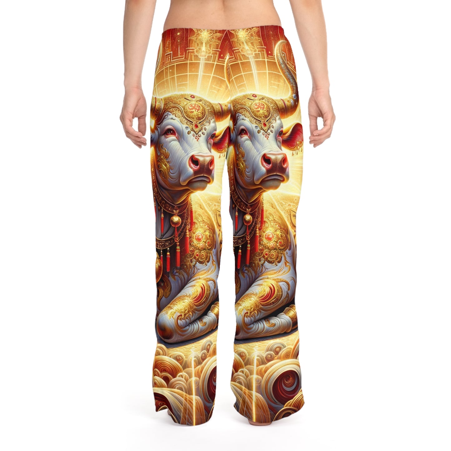 "Golden Euphoria: A Dance of the Divine Bovine" - Women lounge pants