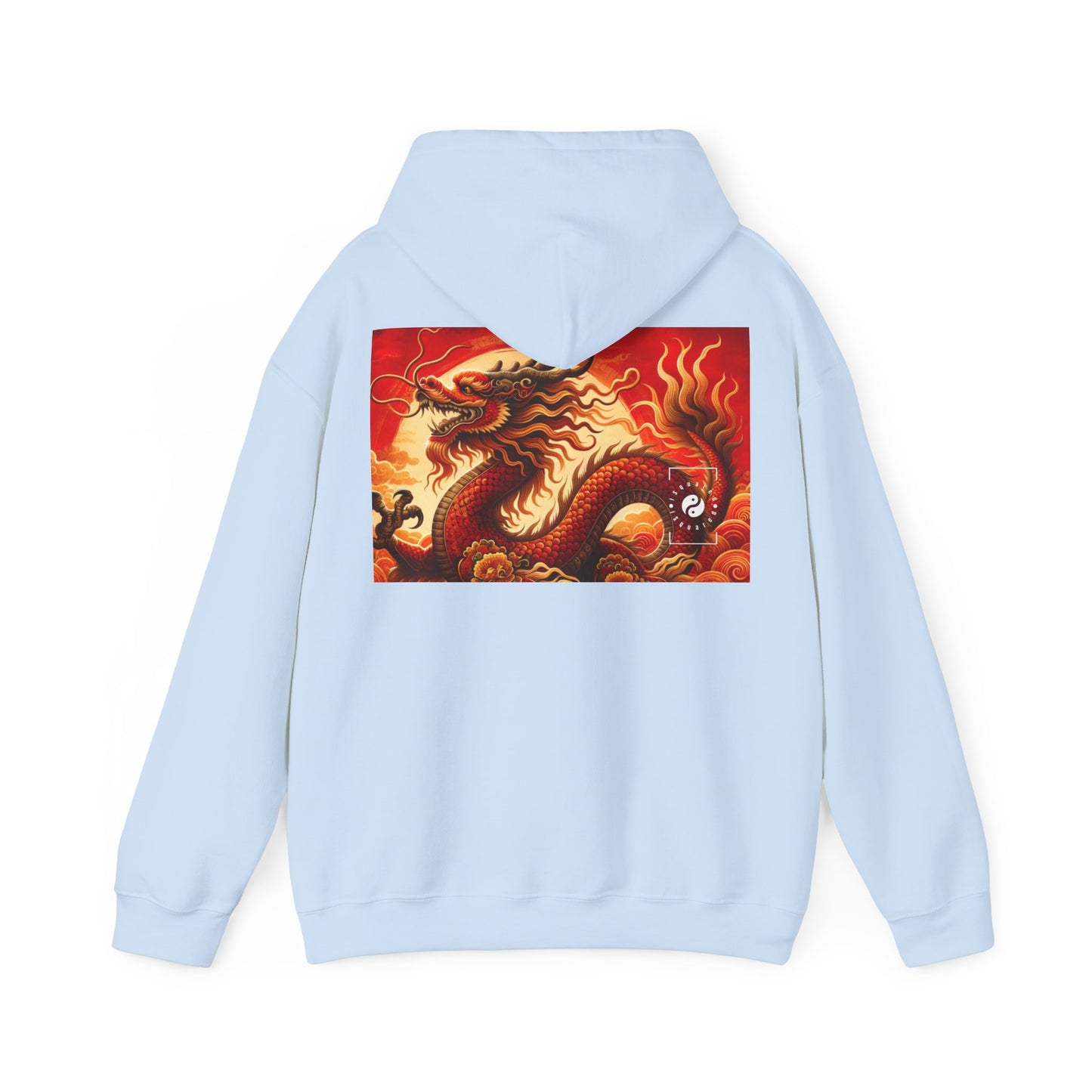 "Golden Dragon Dance in the Crimson Twilight" - Hoodie