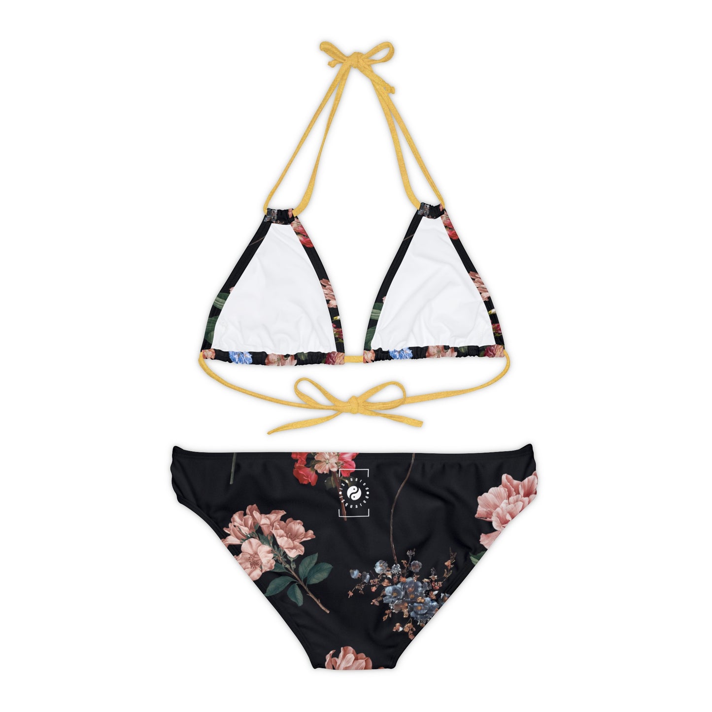 Botanicals on Black - Ensemble bikini à lacets