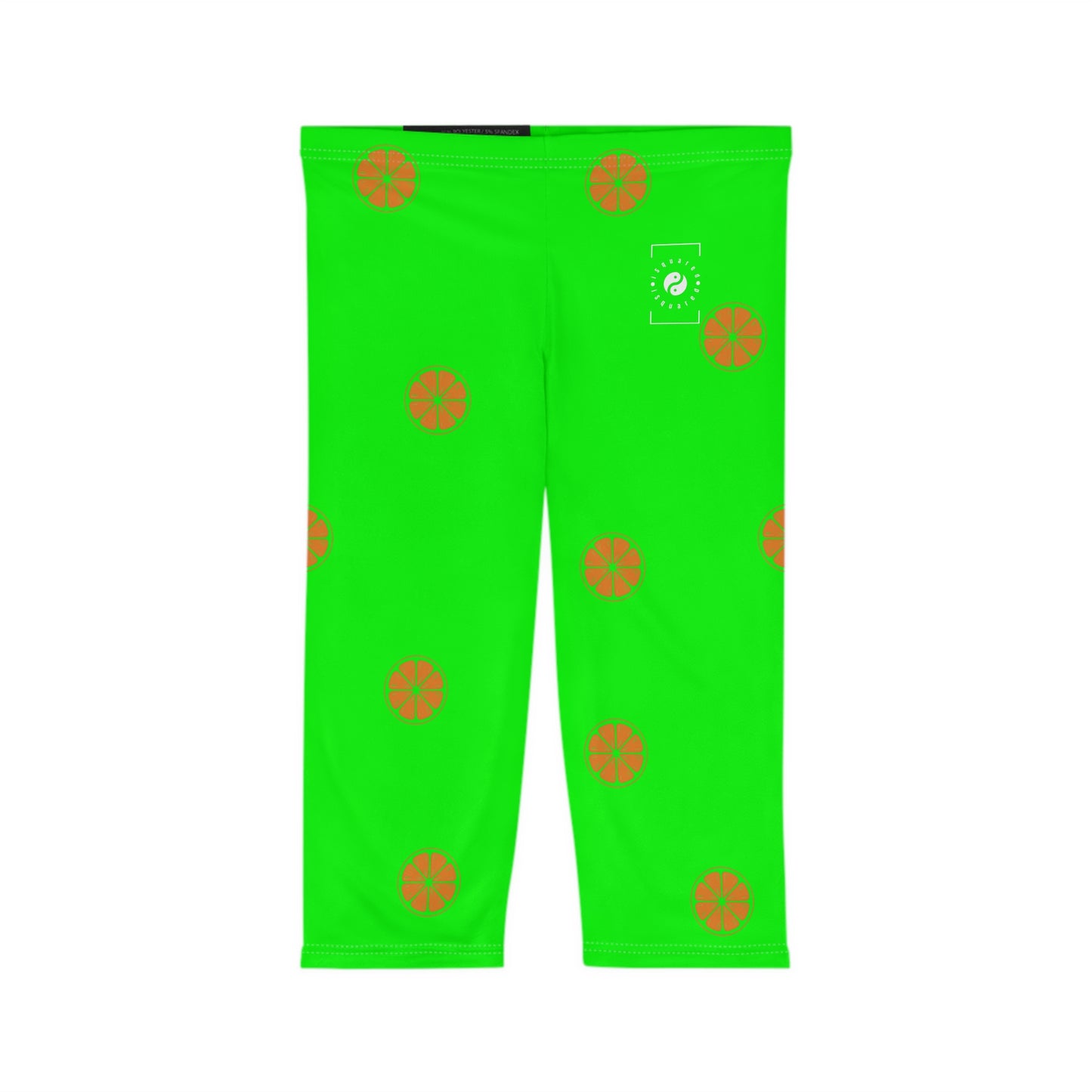 #05FD00 Lime Green + Mandarin - Capri Shorts