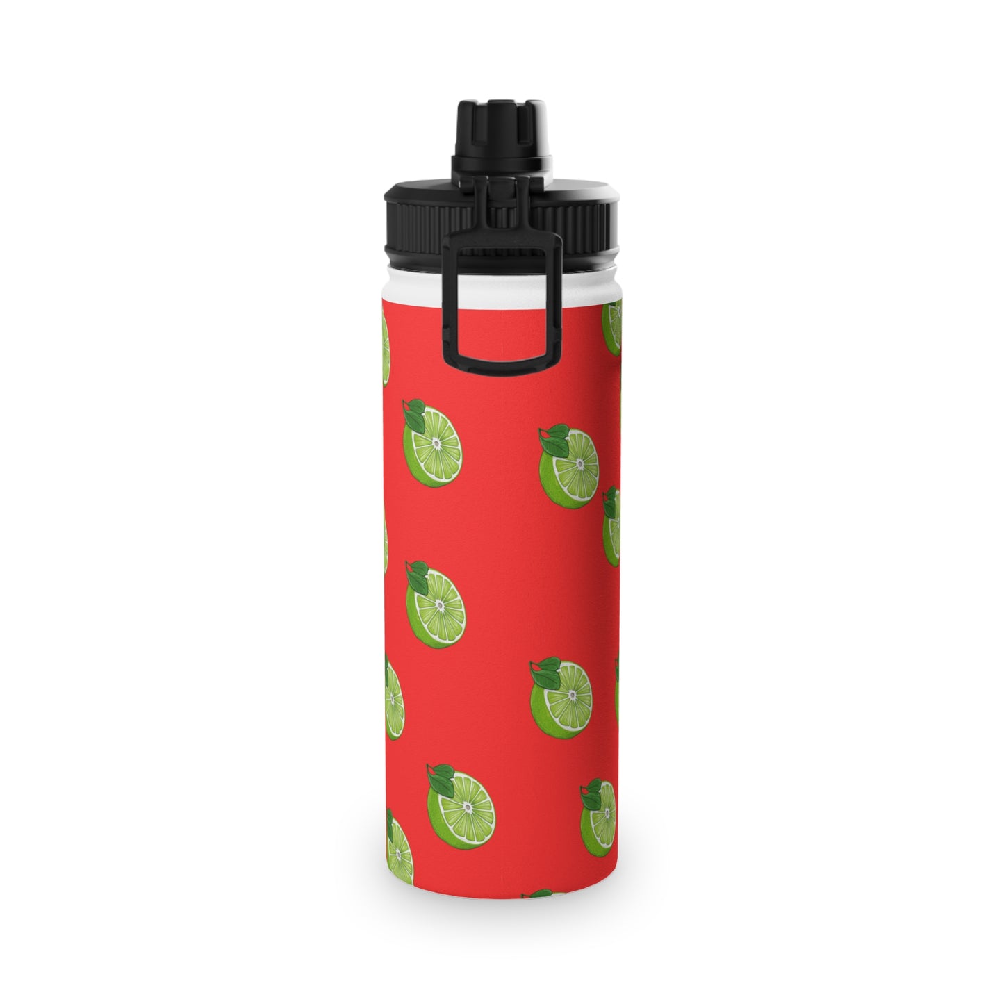 #FF3131 Bright Orange + Lime - Sports Water Bottle