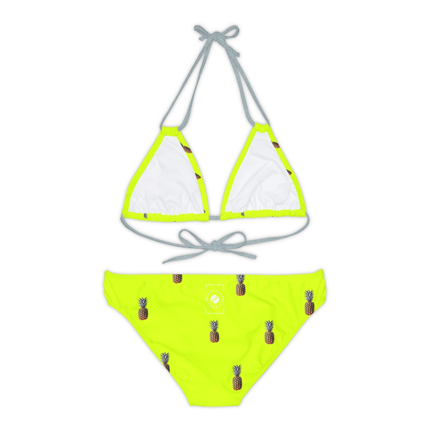 #D7FF11 Sharp Yellow + Pineapple - Ensemble bikini à lacets