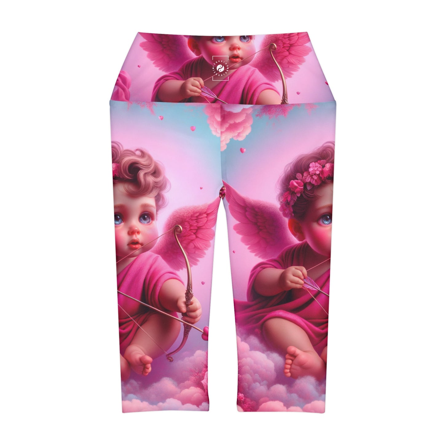 "Bold Blush: A Cupid's Love Affair" - High Waisted Capri Leggings