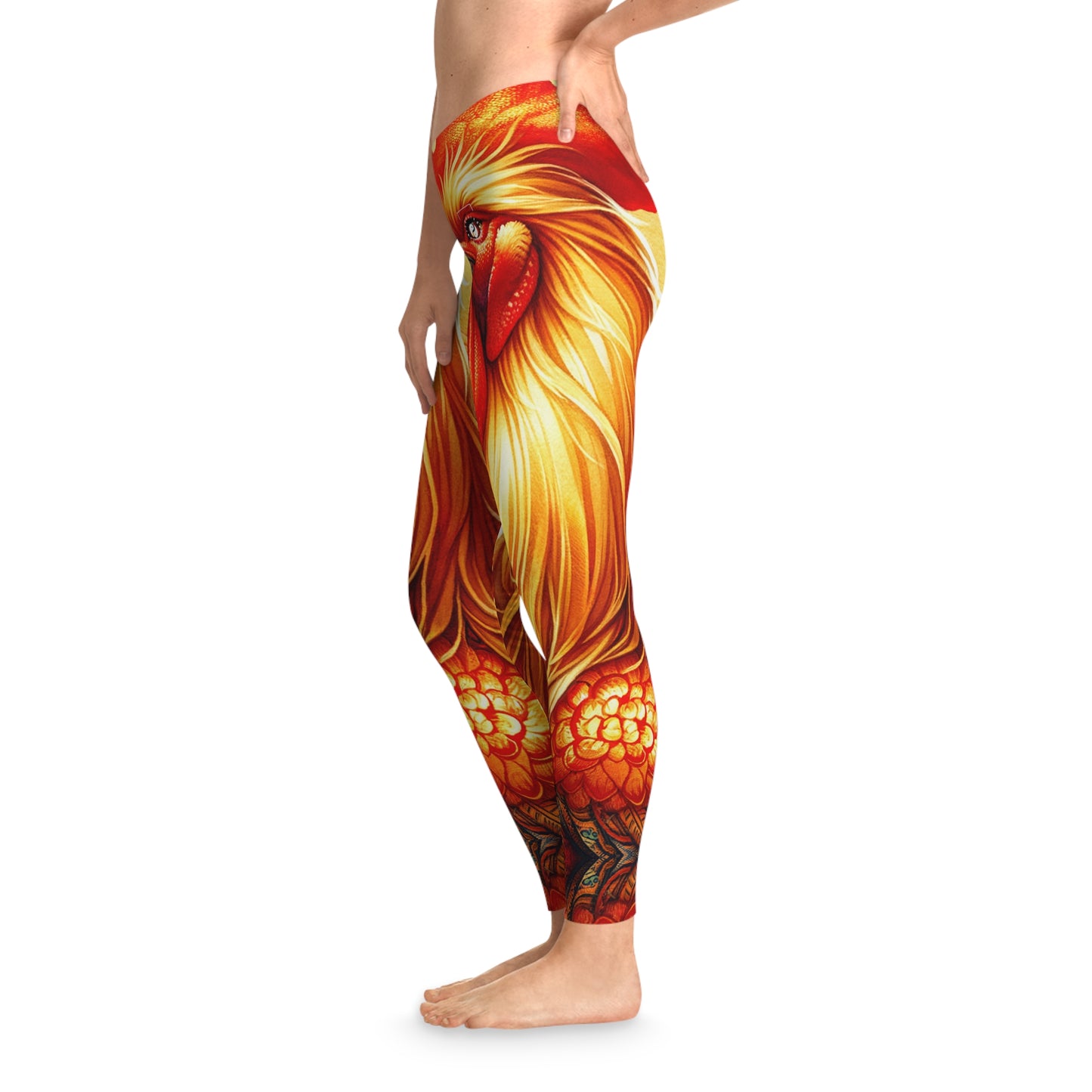 "Crimson Dawn: The Golden Rooster's Rebirth" - Unisex Tights