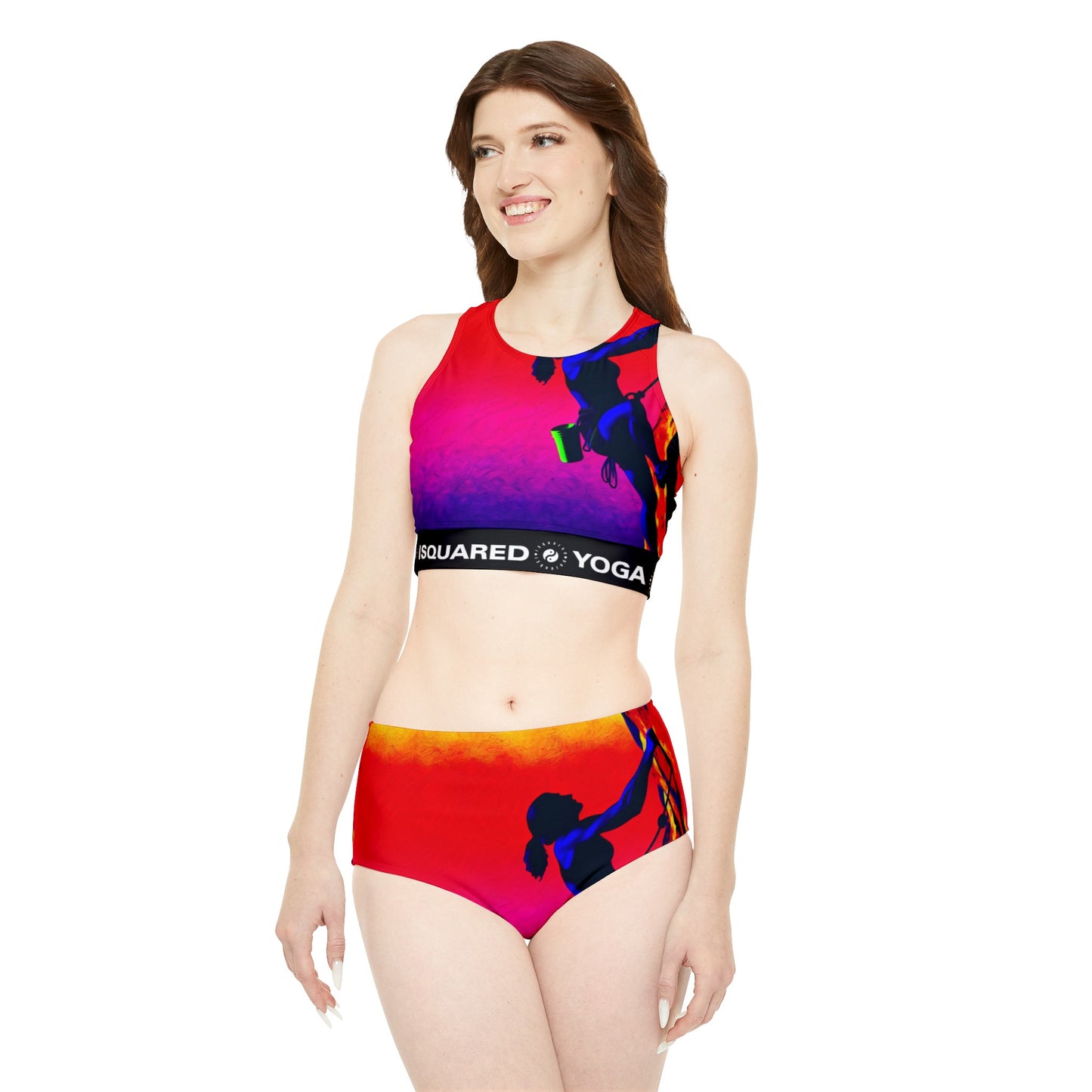 "Technicolour Ascent: The Digital Highline" - Ensemble de bikini de yoga chaud