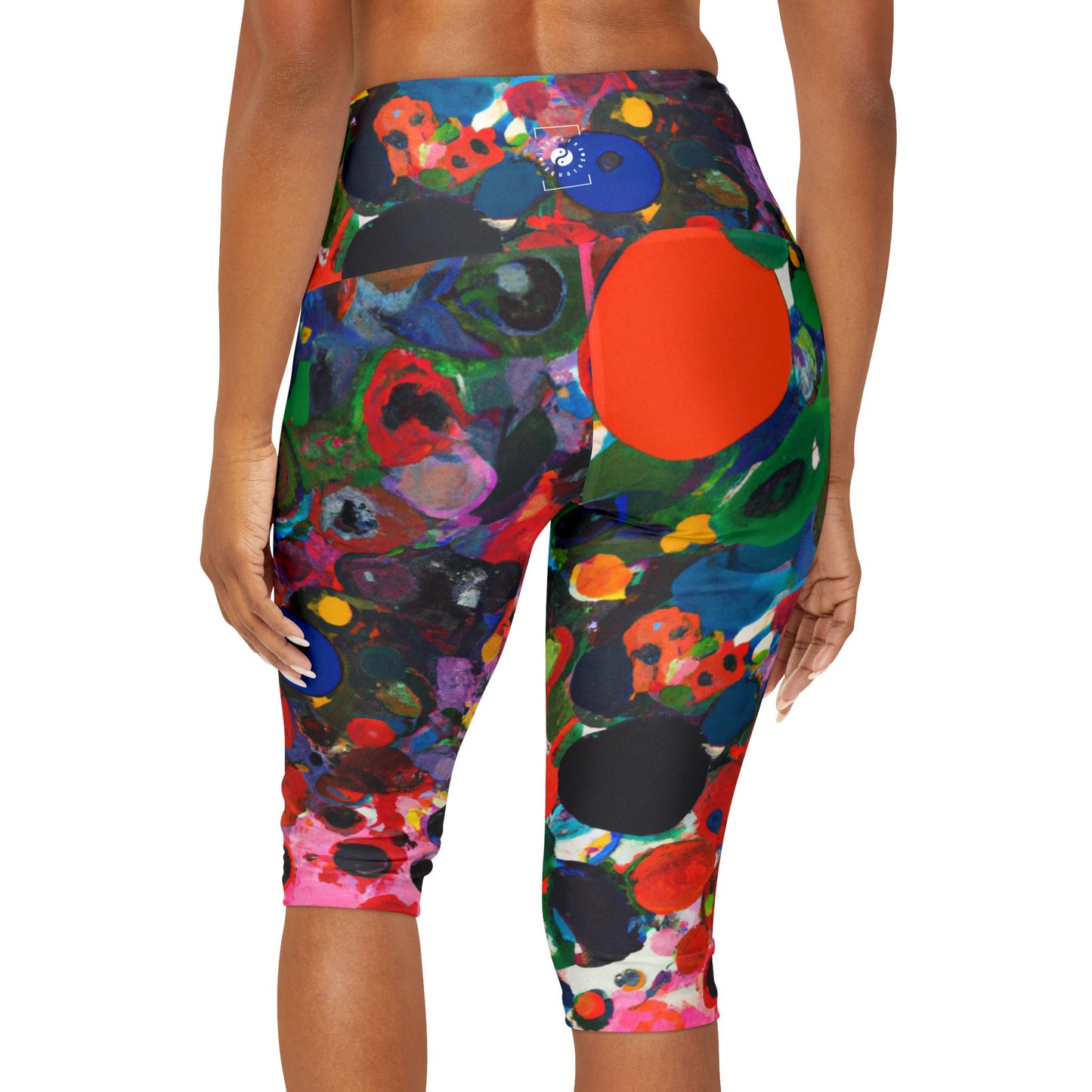 Ink drops meditation - High Waisted Capri Leggings