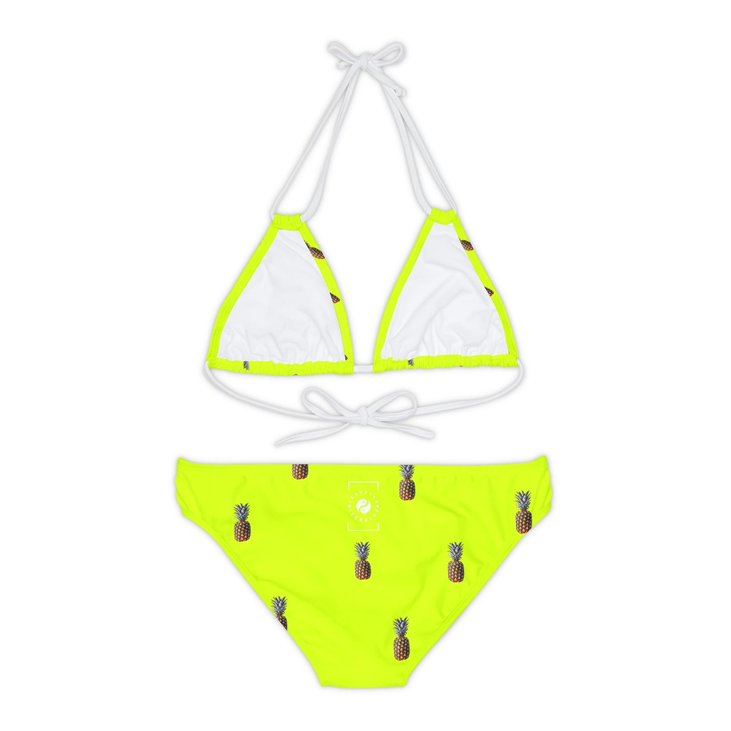 #D7FF11 Sharp Yellow + Pineapple - Ensemble bikini à lacets