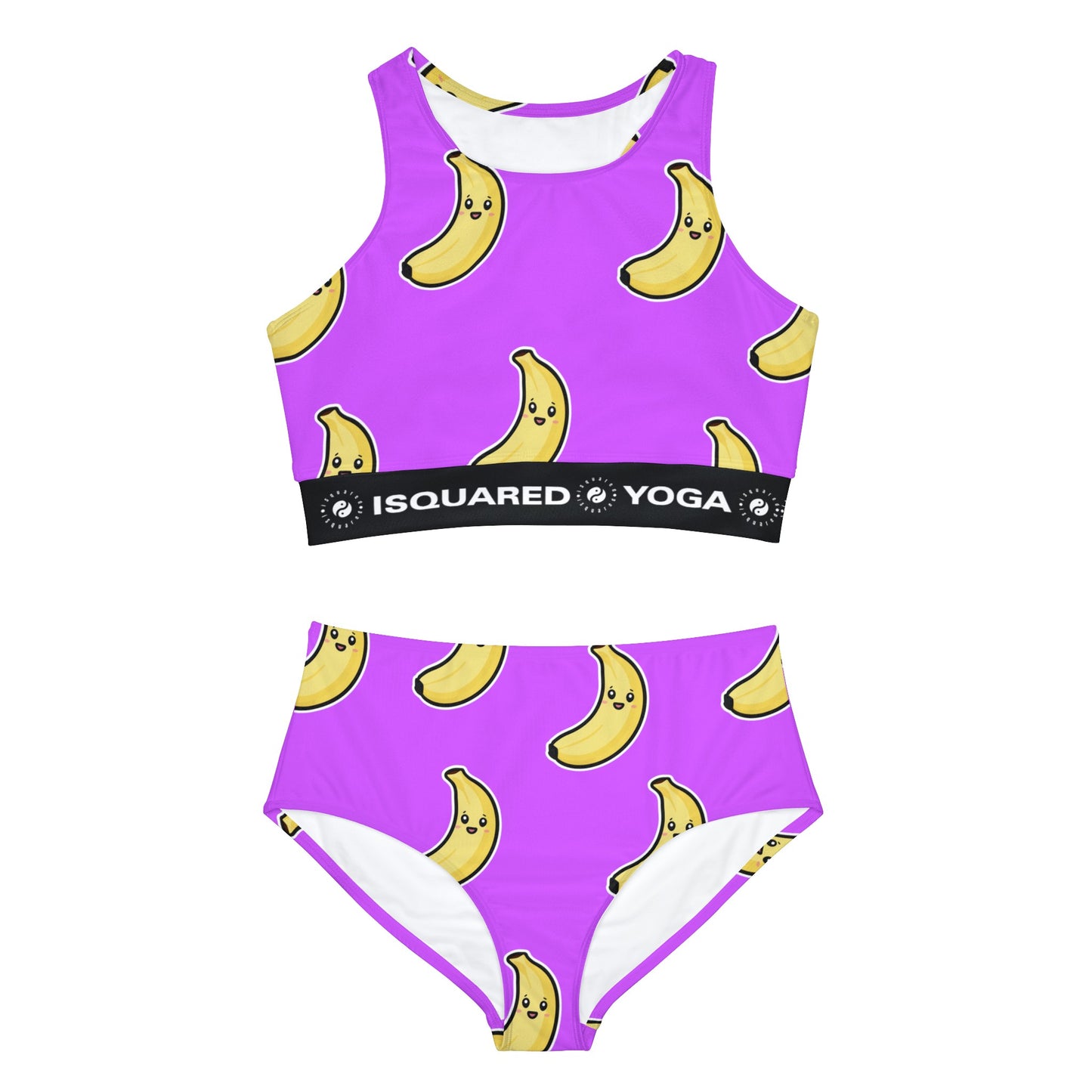 #D65BFF Purple + Banana - Hot Yoga Bikini Set