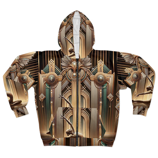 Deco Serenity: A Fusion of Opulence and Zen - Zip Hoodie