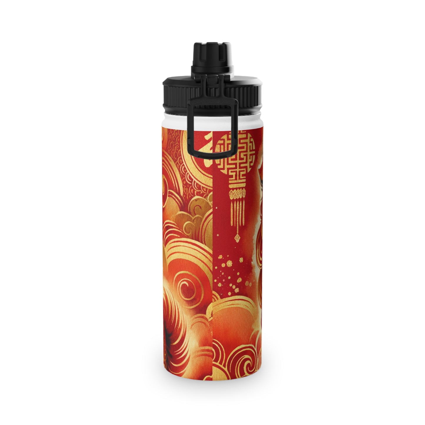 "Golden Canine Emissary on Crimson Tide: A Chinese New Year Odyssey" - Sports Water Bottle