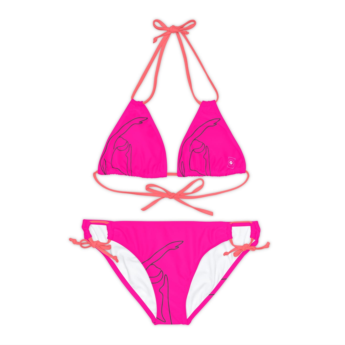 Line Art Pigeon Pose - Lace-up Bikini Set