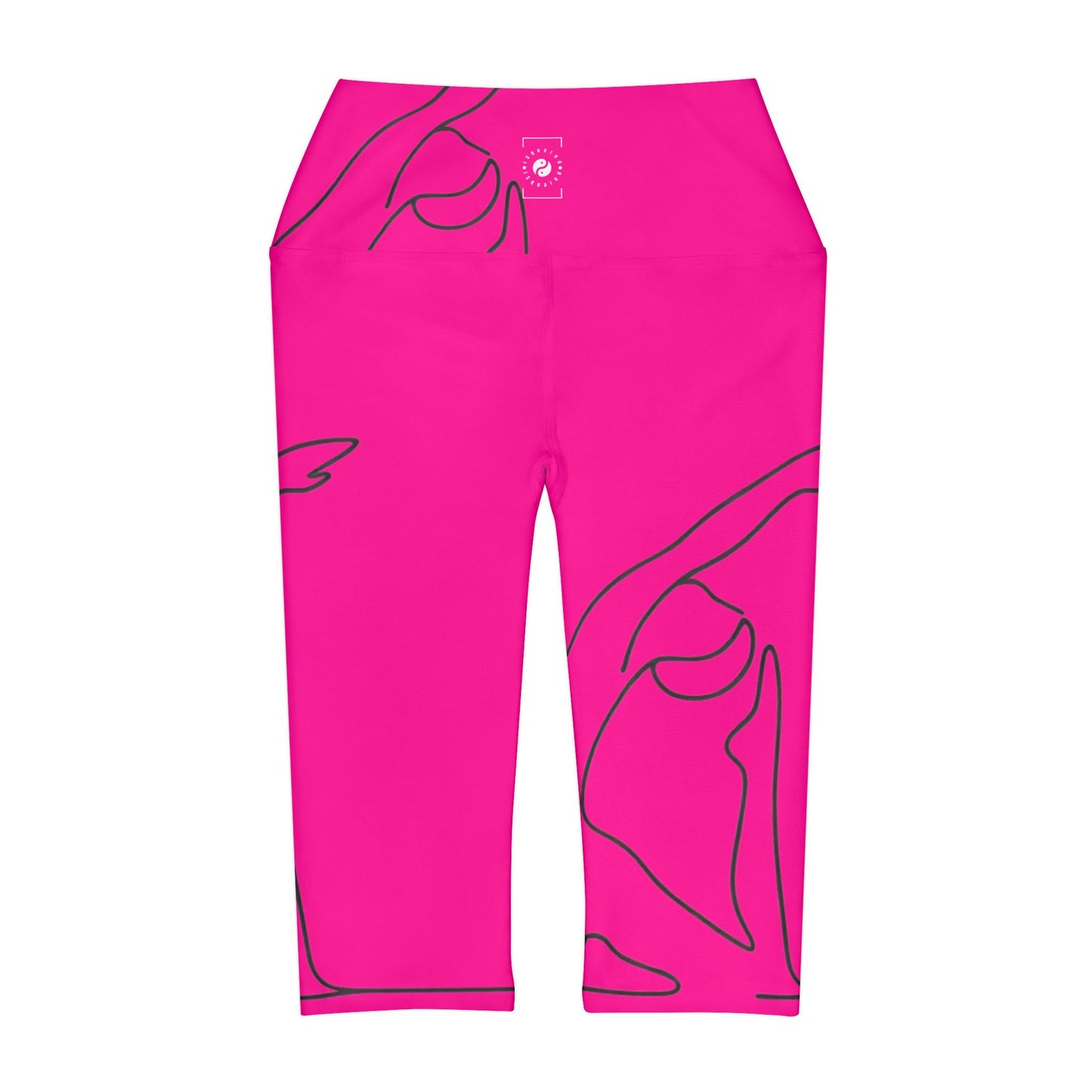 Line Art Pigeon Pose - High Waisted Capri Leggings