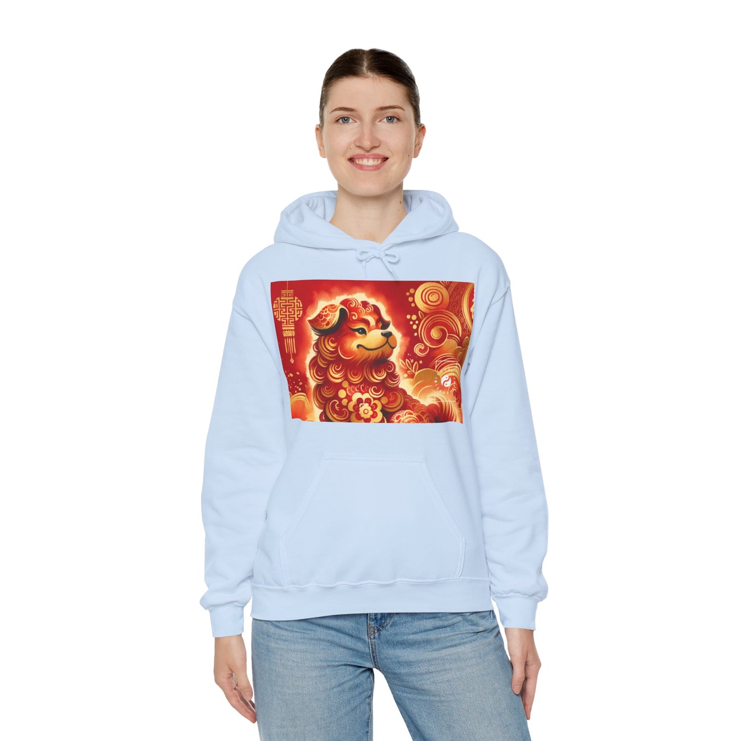 "Golden Canine Emissary on Crimson Tide: A Chinese New Year Odyssey" - Hoodie