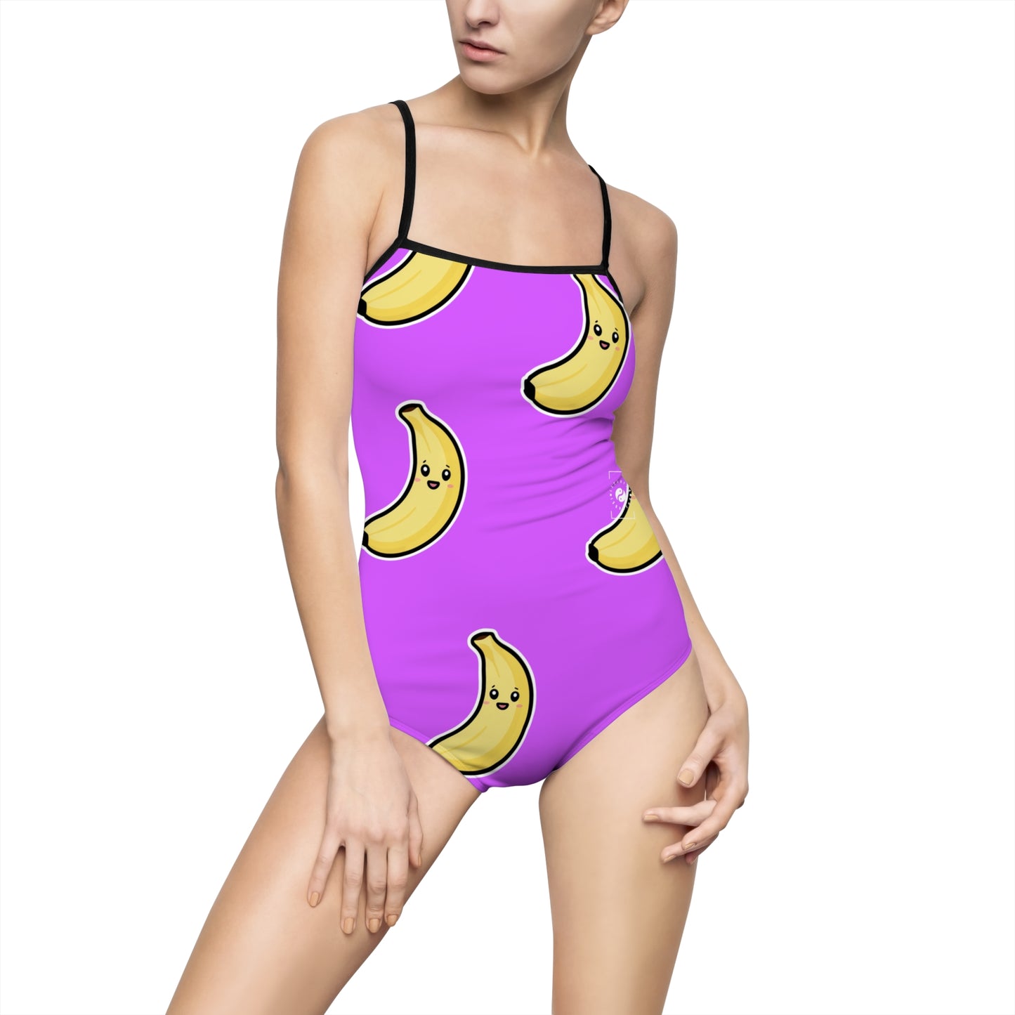 #D65BFF Violet + Banane - Maillot de bain dos ouvert