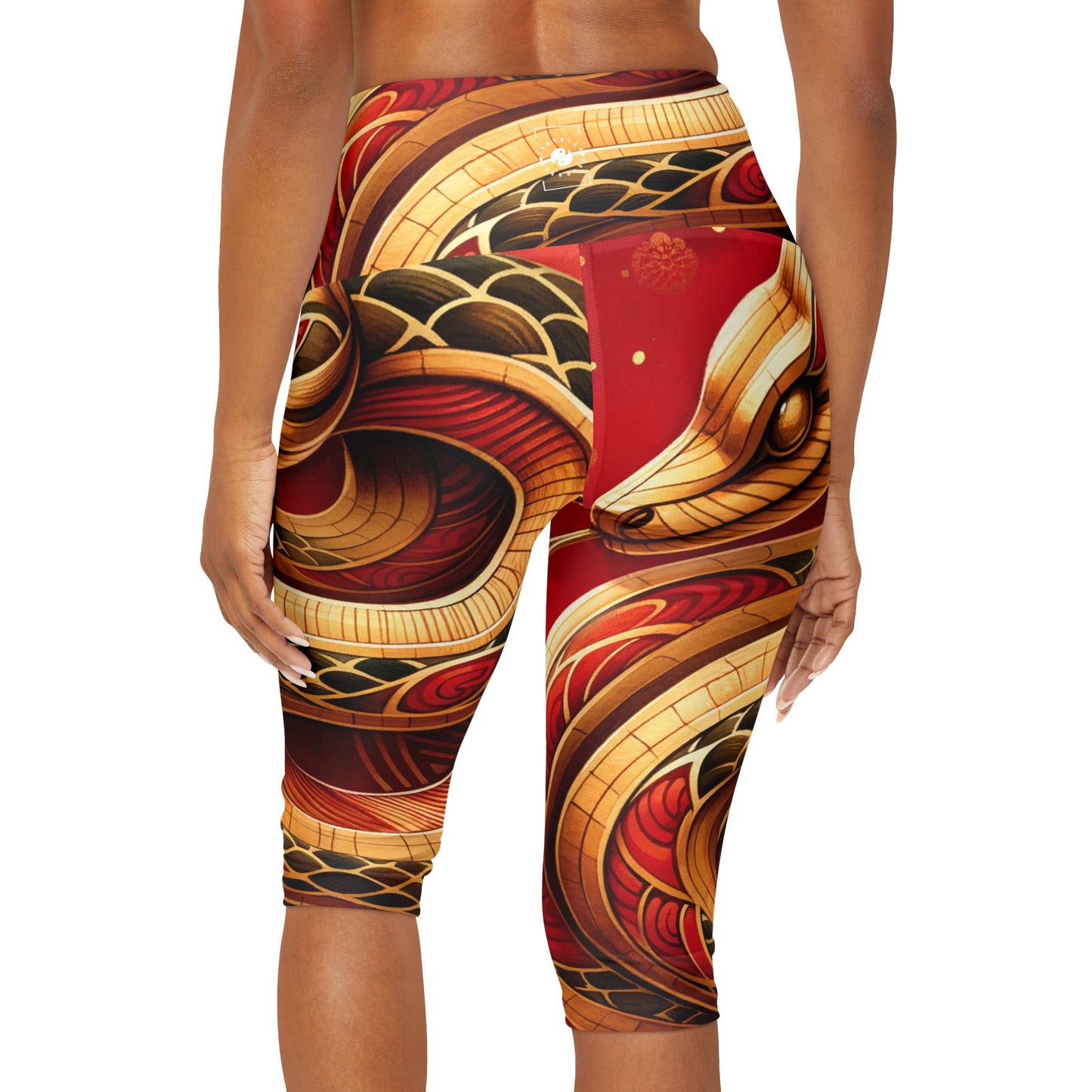 "Crimson Serenity: The Golden Snake" - Legging Capri taille haute