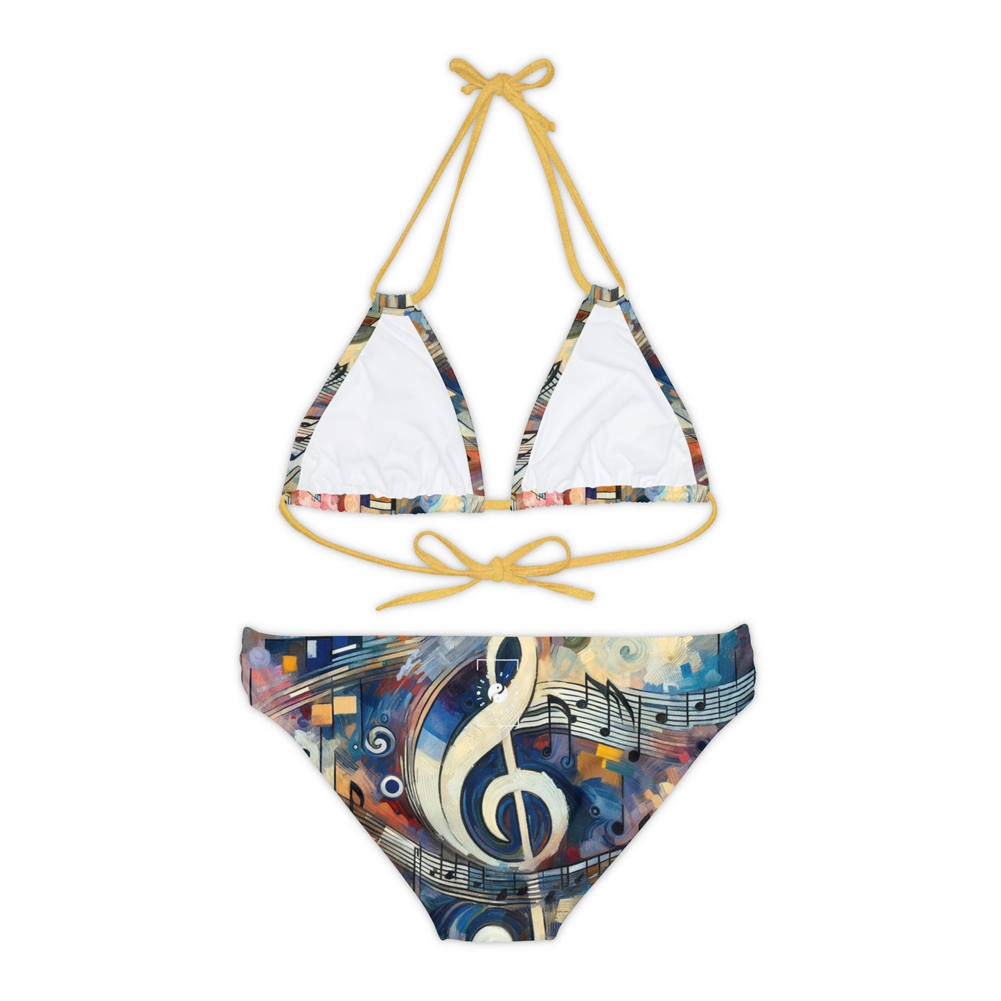 "Melodic Abstraction: Kandinsky's Symphony" - Lace-up Bikini Set