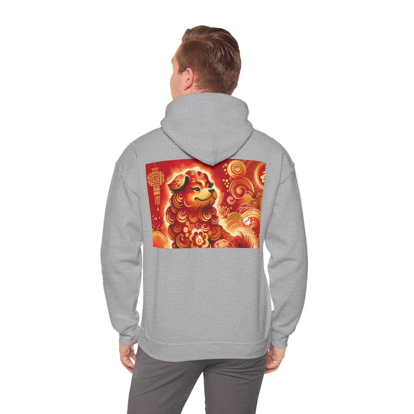 "Golden Canine Emissary on Crimson Tide: A Chinese New Year Odyssey" - Hoodie