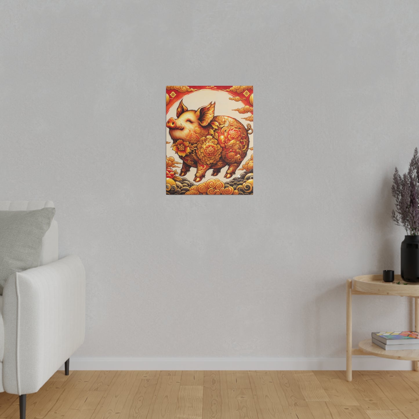 "Golden Prosperity: The Divine Boar Celebration" - Art Print Canvas