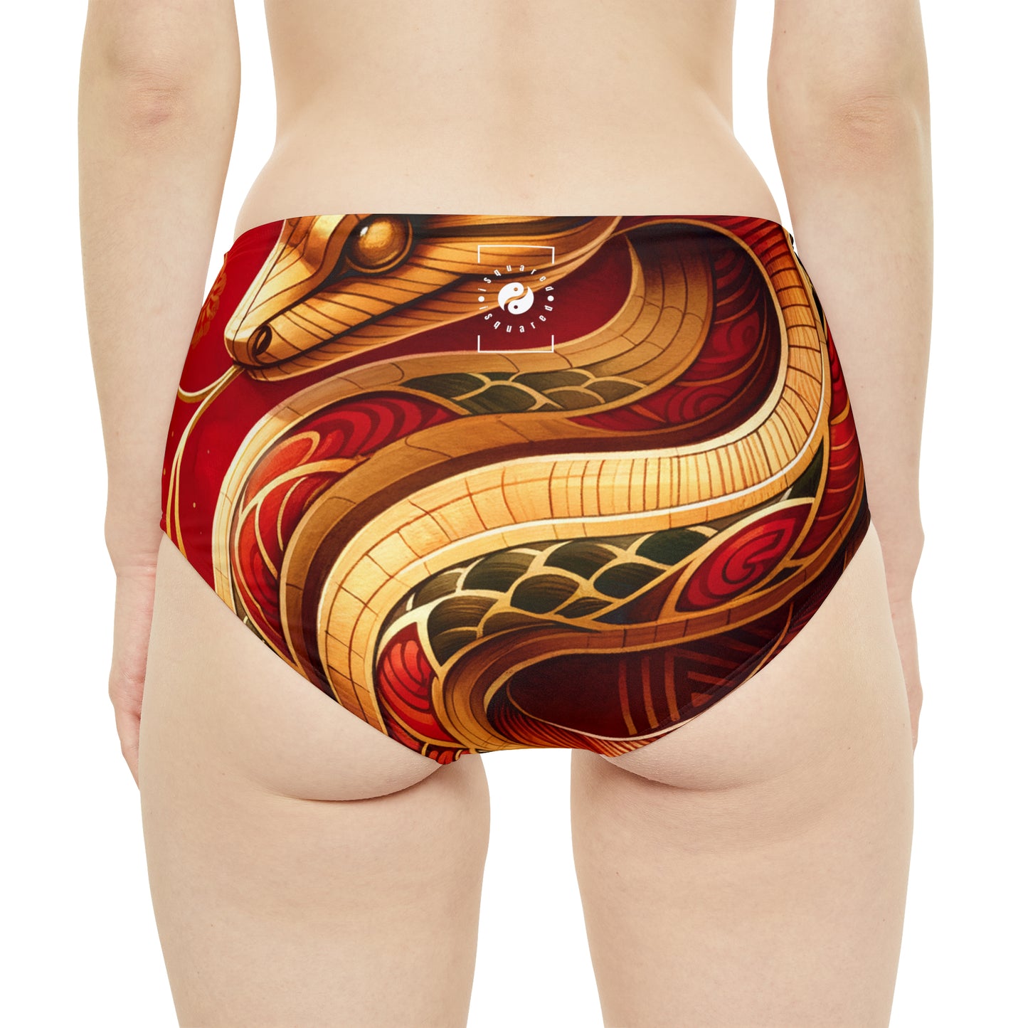 "Crimson Serenity: The Golden Snake" - Bas de bikini taille haute