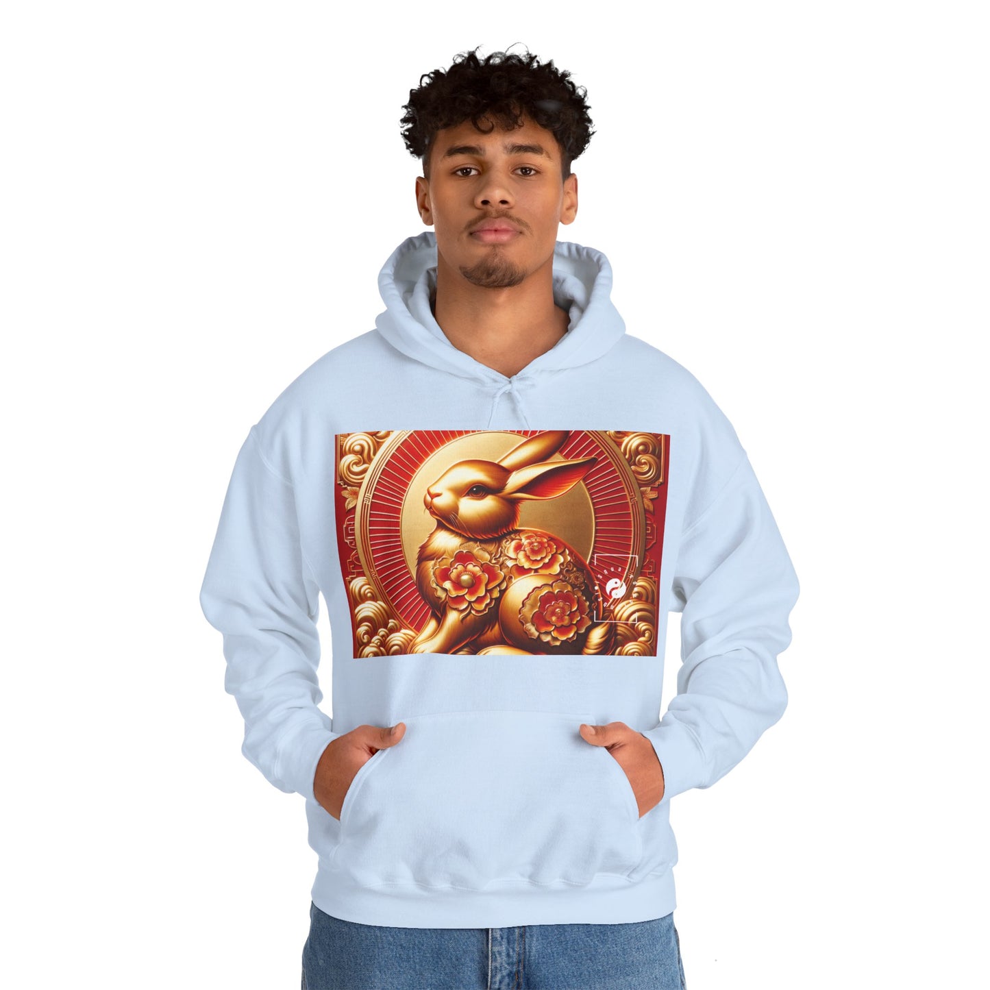 "Golden Blessings: Lunar Rabbit's Resplendence" - Hoodie