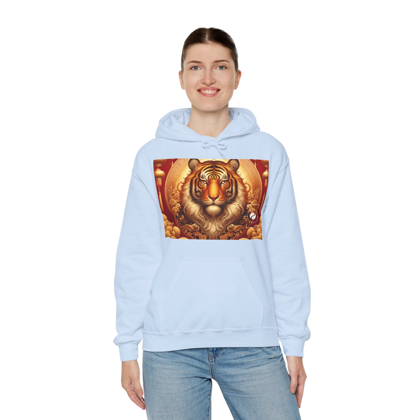 "Majesté dorée : Ascension du Tigre Lunaire" - Sweat à capuche 