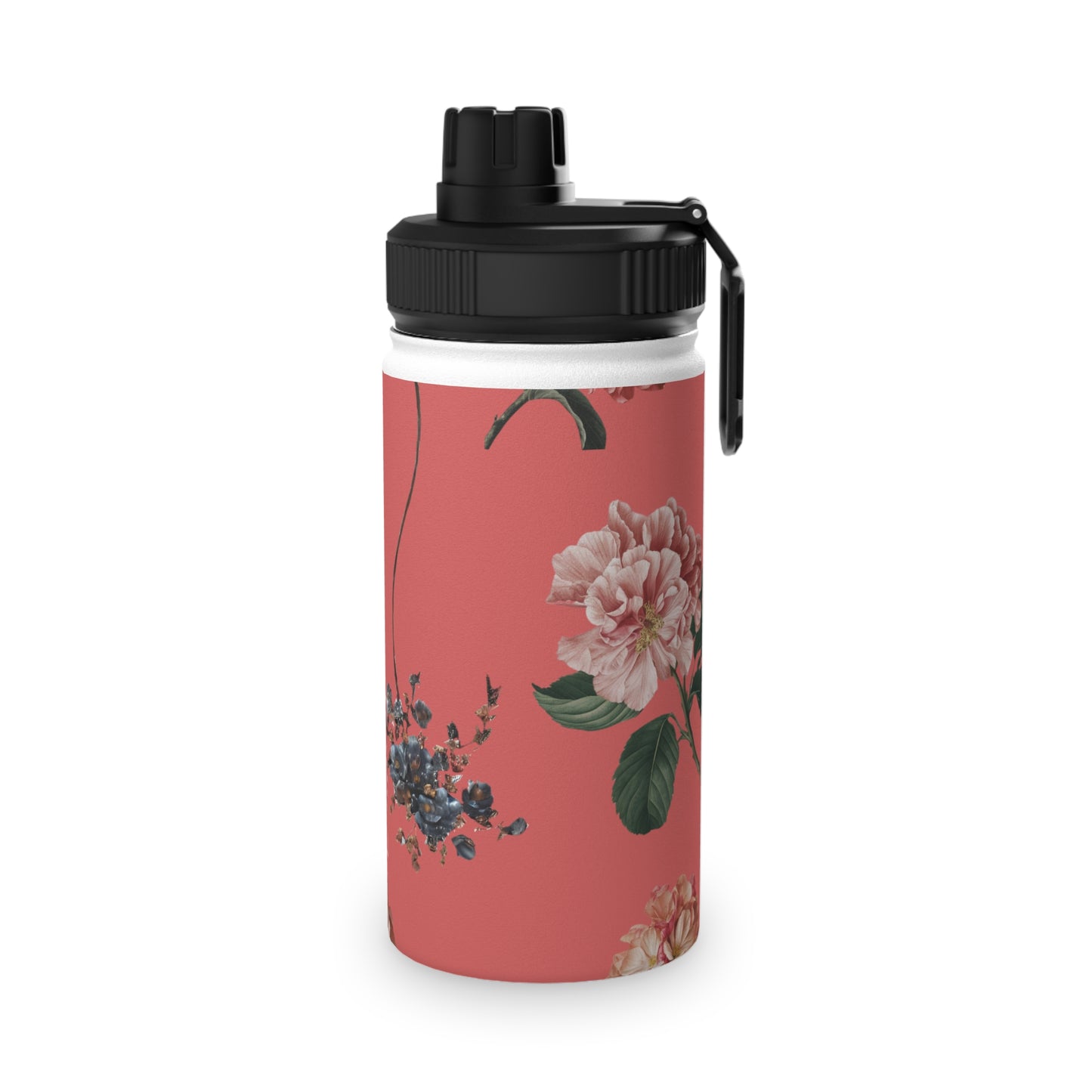 Botanicals on Coral - Sports Water Bottle