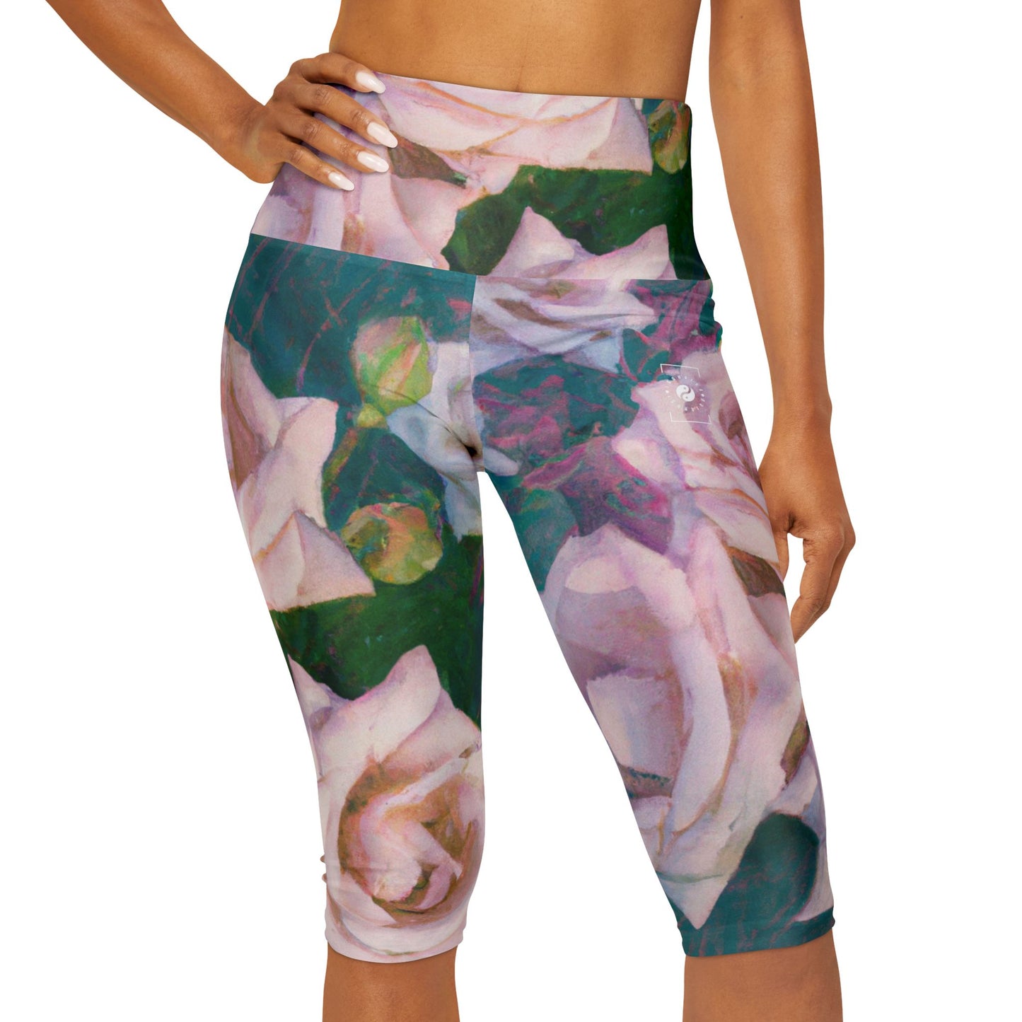 Cosmic Roses - High Waisted Capri Leggings