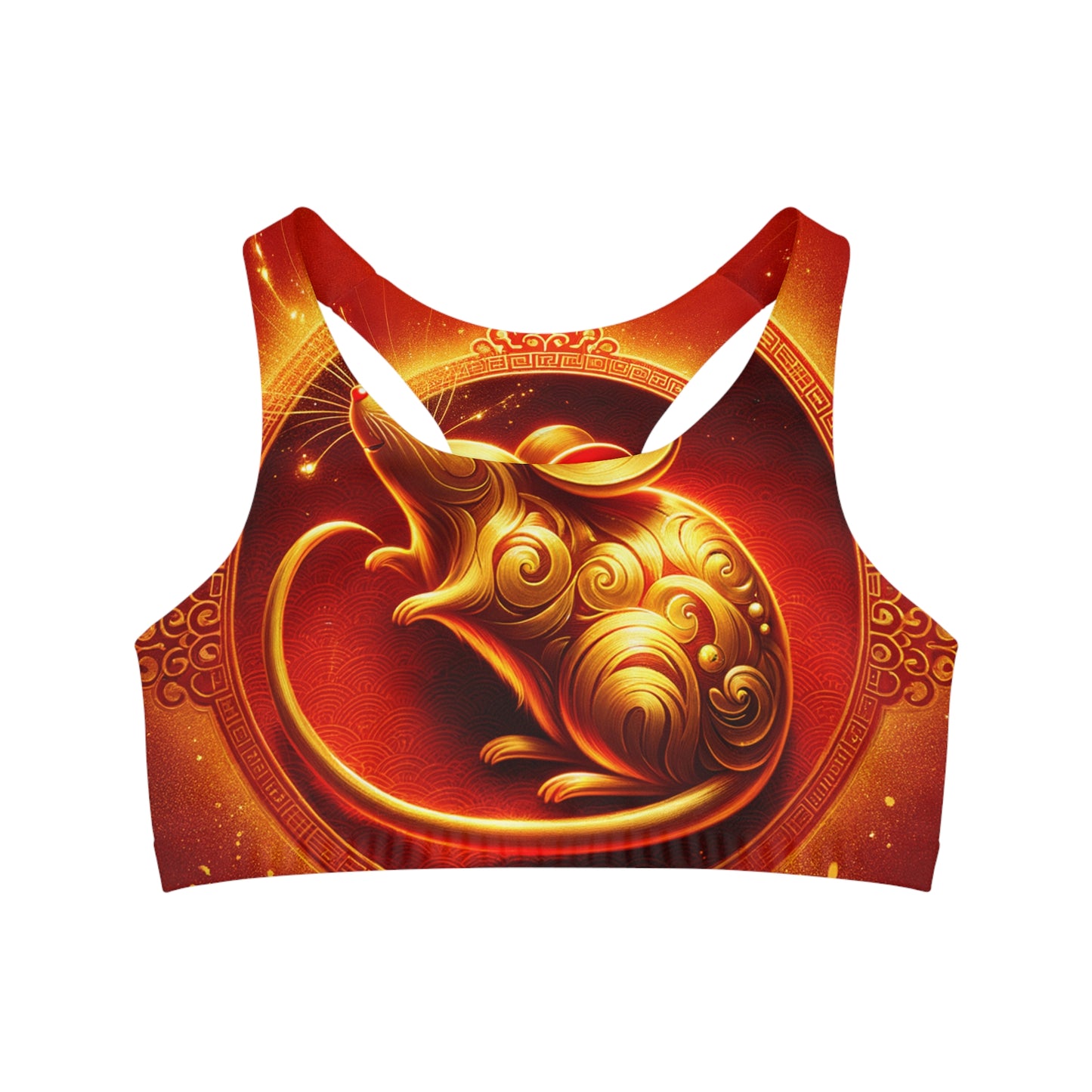 "Golden Emissary: A Lunar New Year's Tribute" - Seamless Sports Bra