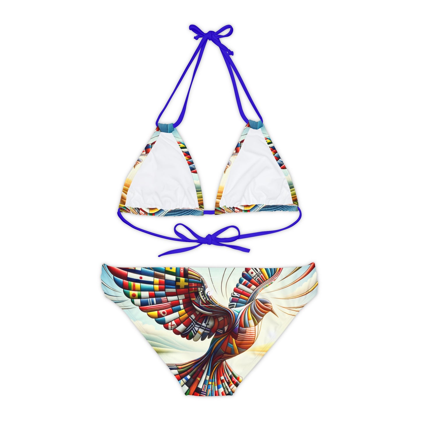 "Global Tapestry of Tranquility" - Lace-up Bikini Set