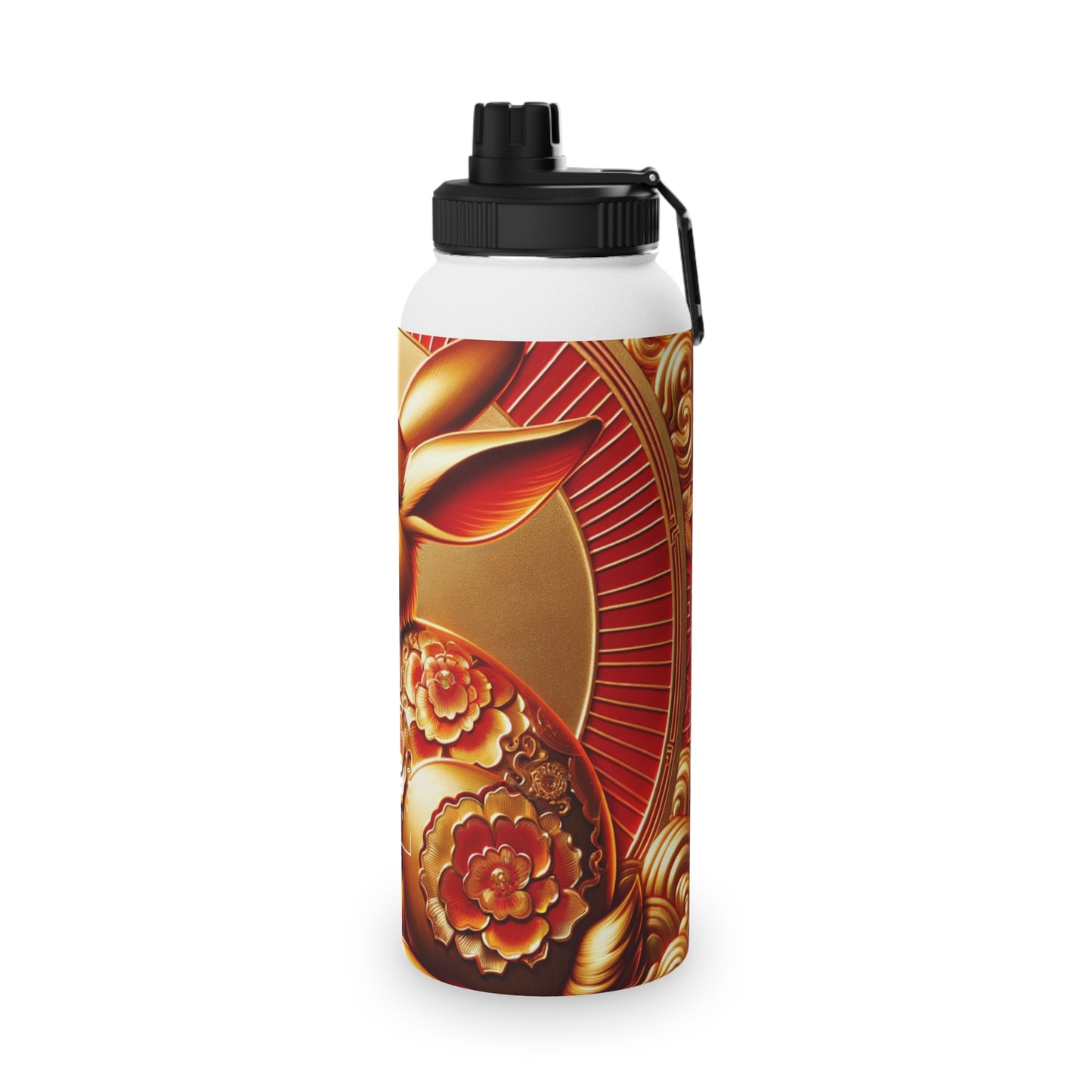 "Golden Blessings: Lunar Rabbit's Resplendence" - Sports Water Bottle