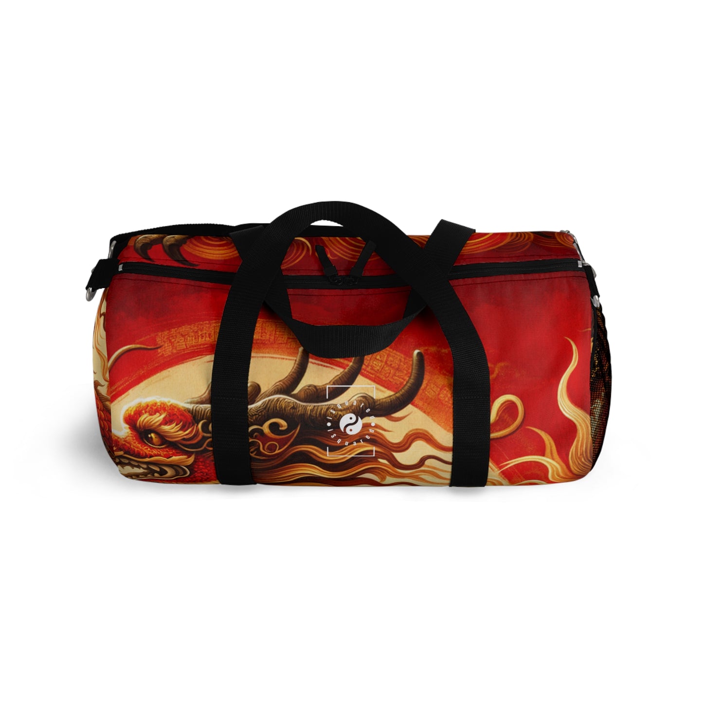 "Golden Dragon Dance in the Crimson Twilight" - Duffle Bag