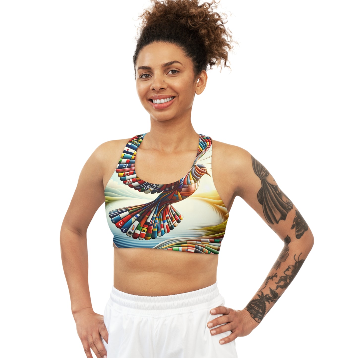 "Global Tapestry of Tranquility" - Seamless Sports Bra