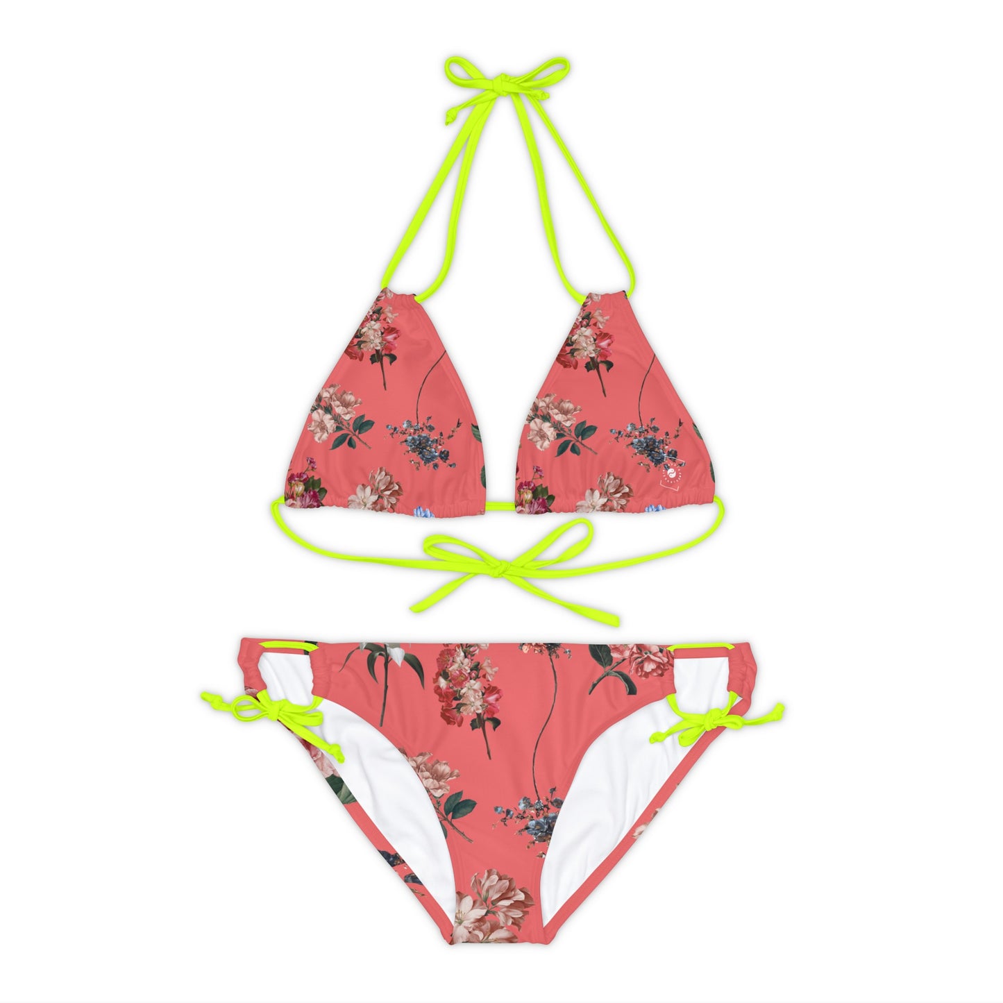 Botanicals on Coral - Lace-up Bikini Set