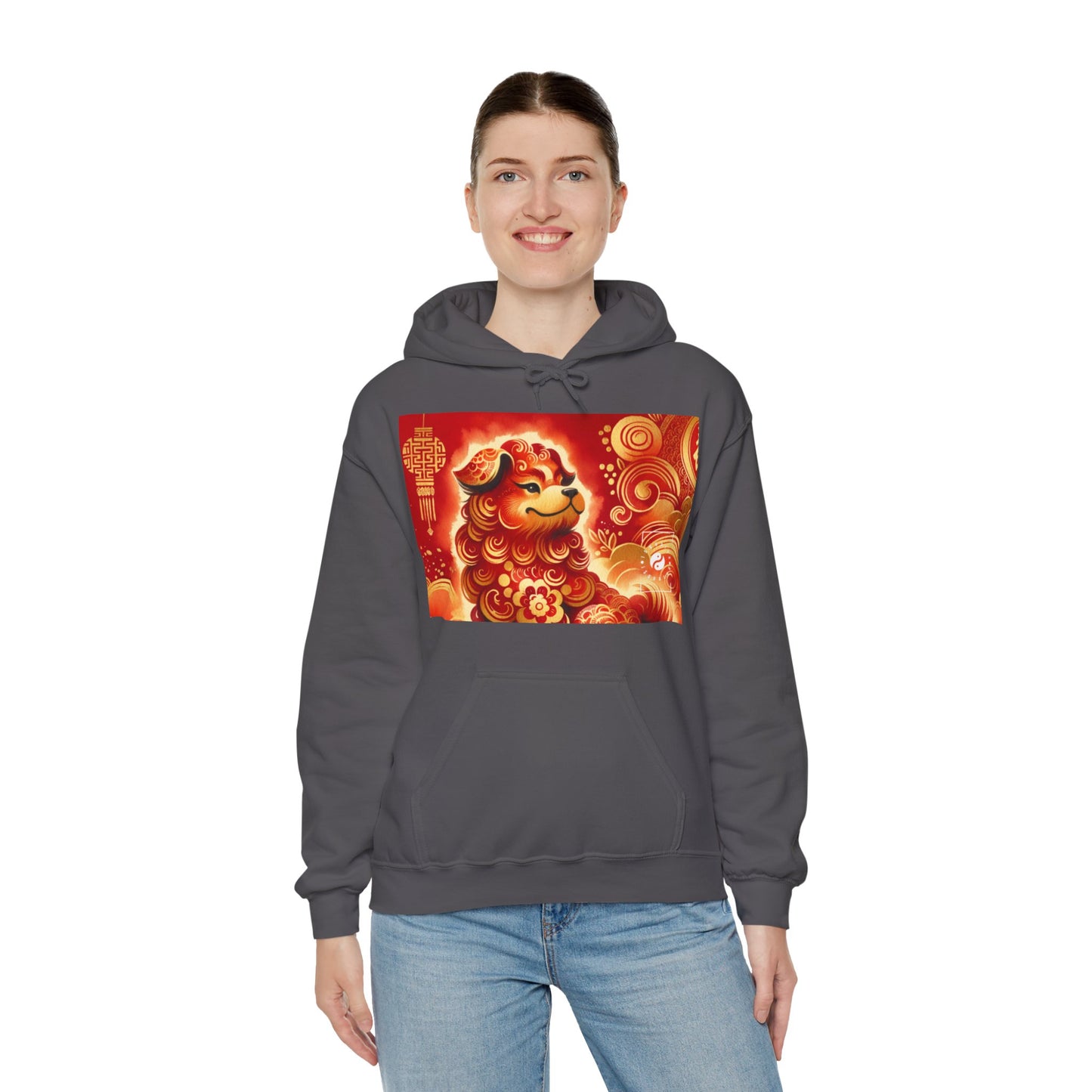 "Golden Canine Emissary on Crimson Tide: A Chinese New Year Odyssey" - Hoodie