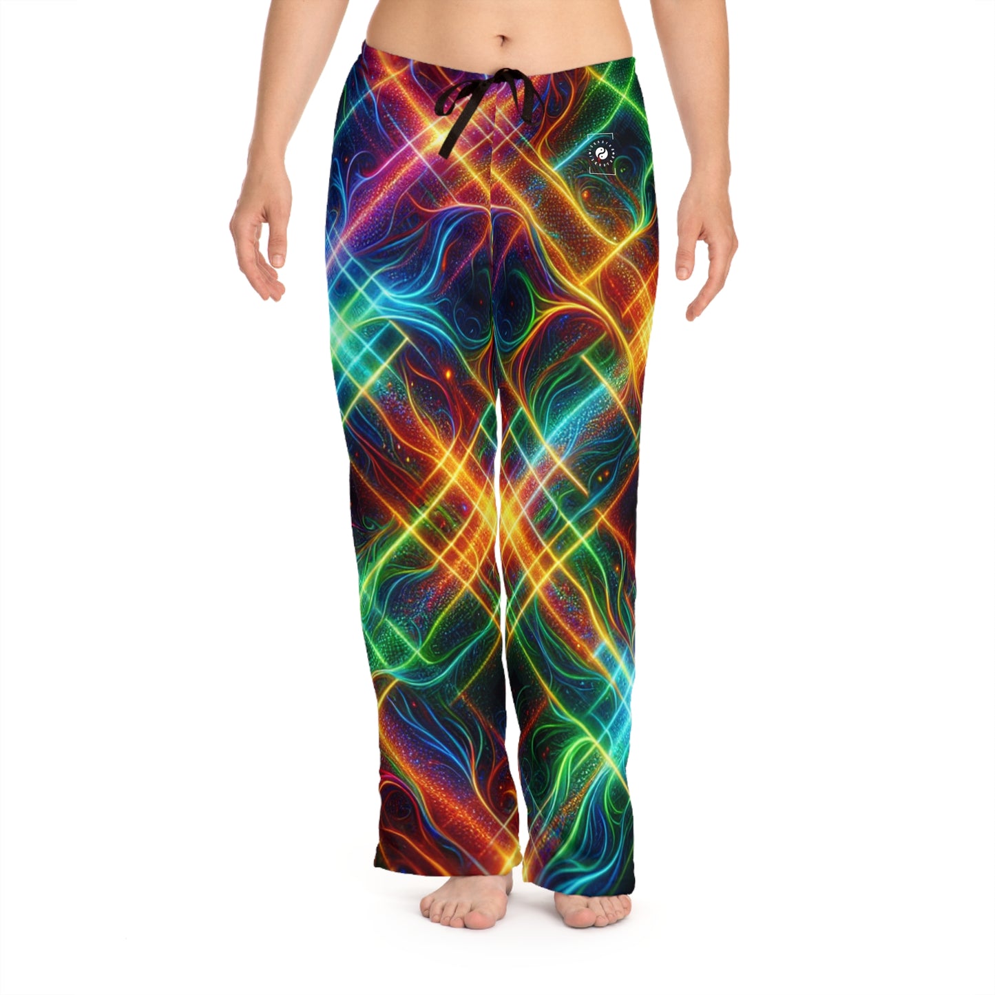 "Neon Plaid Luminosity Matrix" - Pantalon lounge femme