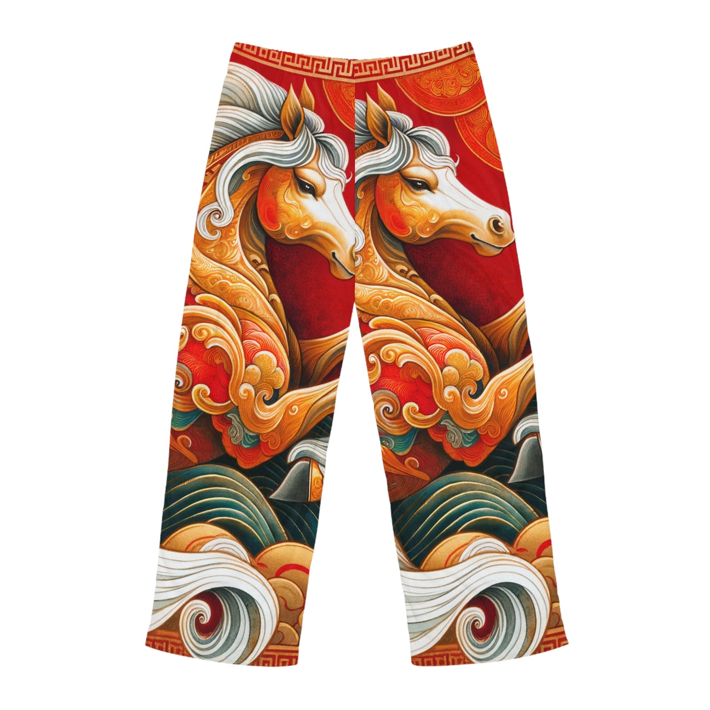 "Gold Gallop on Vermilion Vista: A Lunar New Year’s Ode" - men's Lounge Pants