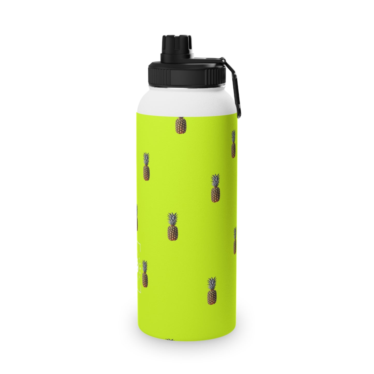 #D7FF11 Sharp Yellow + Pineapple - Sports Water Bottle