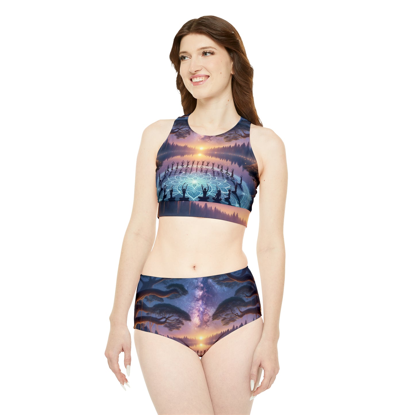 "Celestial Serenity: Mandala's Reflection" - Hot Yoga Bikini Set