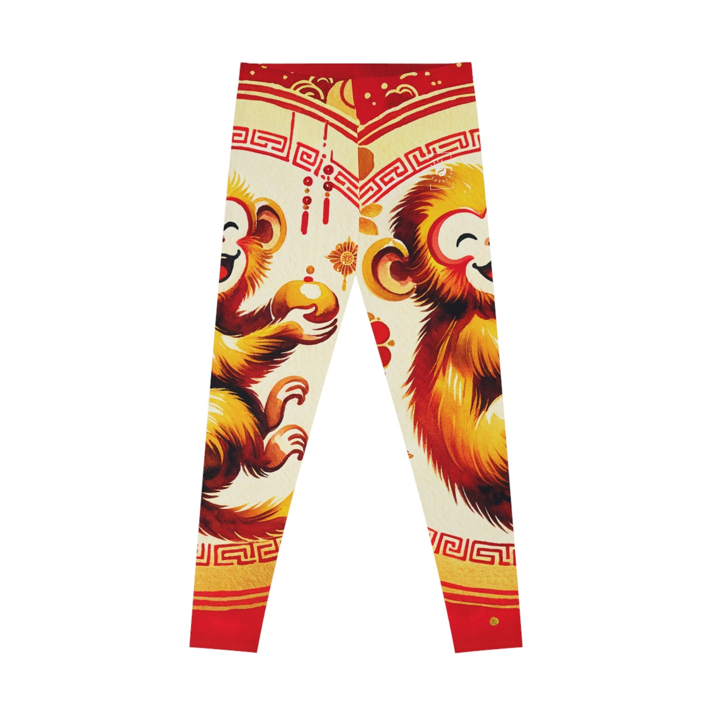 "Golden Simian Serenity in Scarlet Radiance" - Unisex Tights